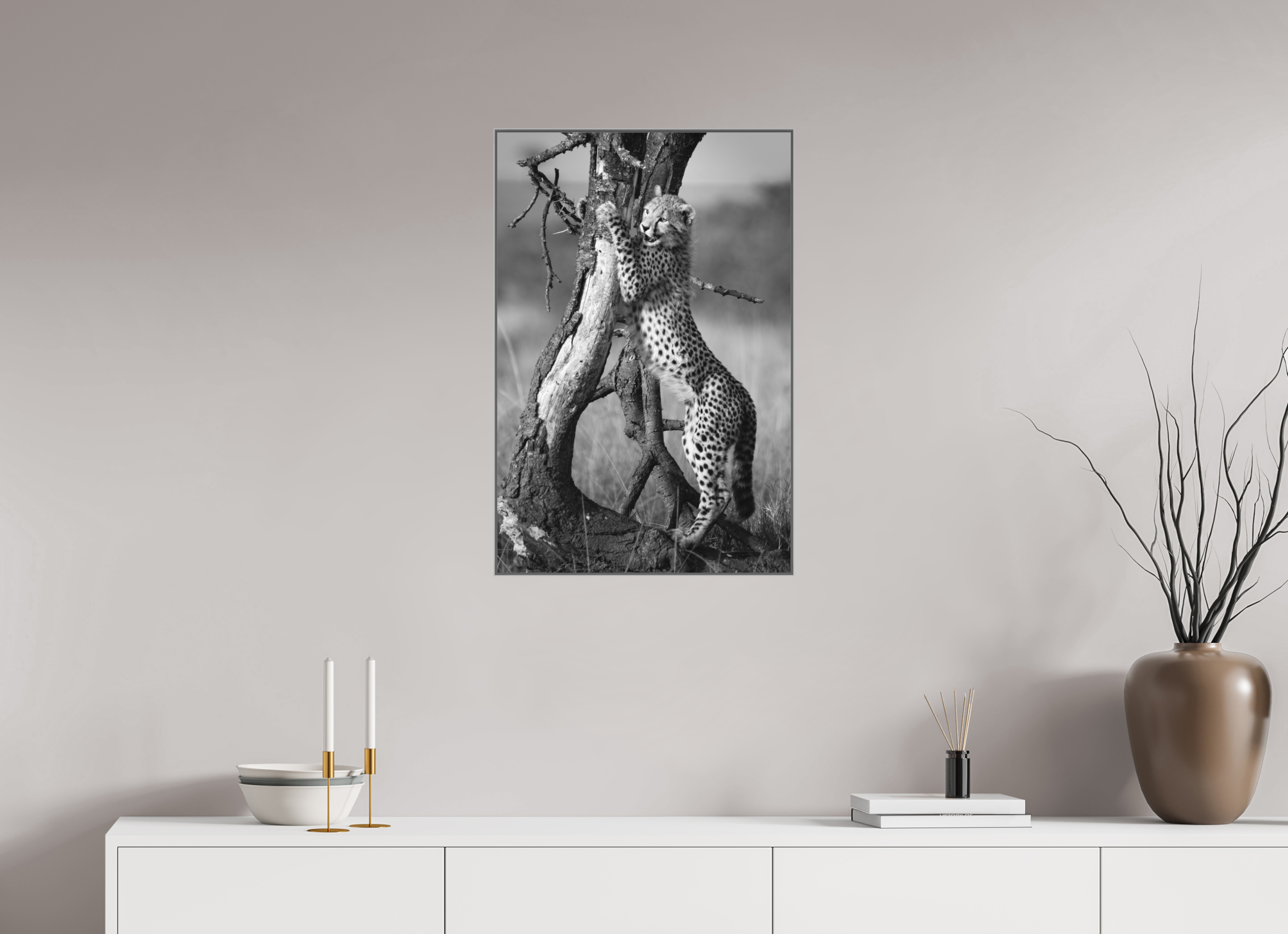 50 x 75 cm, Framed in Aluminium Art Box Printed on Ilford BW Photo Print under Acrylic Glass - w-out border The Cub I