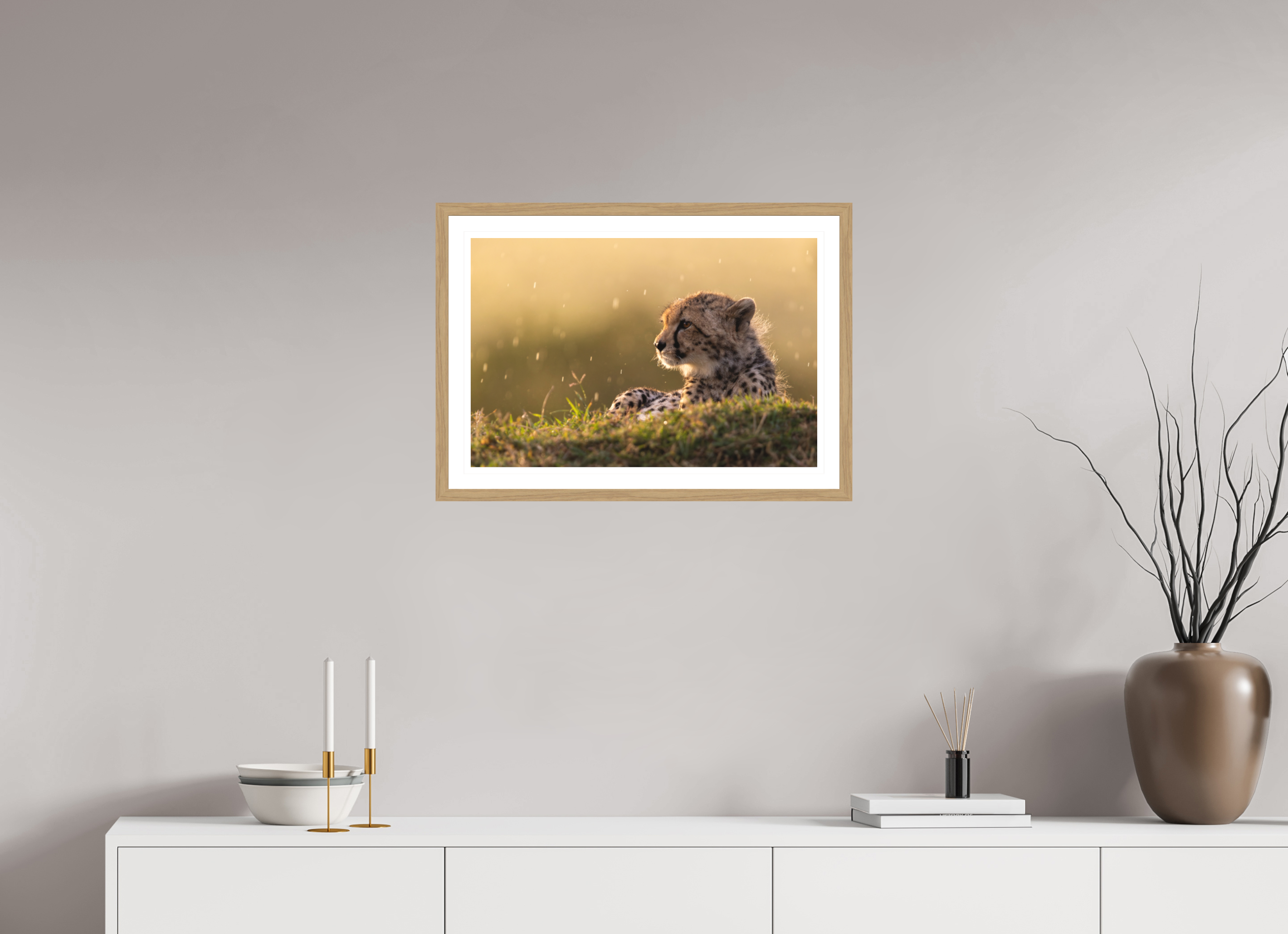 60 x 40 cm, Natural oak colour frame Fine Art on 308g-m2 Hahnemühle rag paper - 3cm Passe-partout - Matte glass A little damp