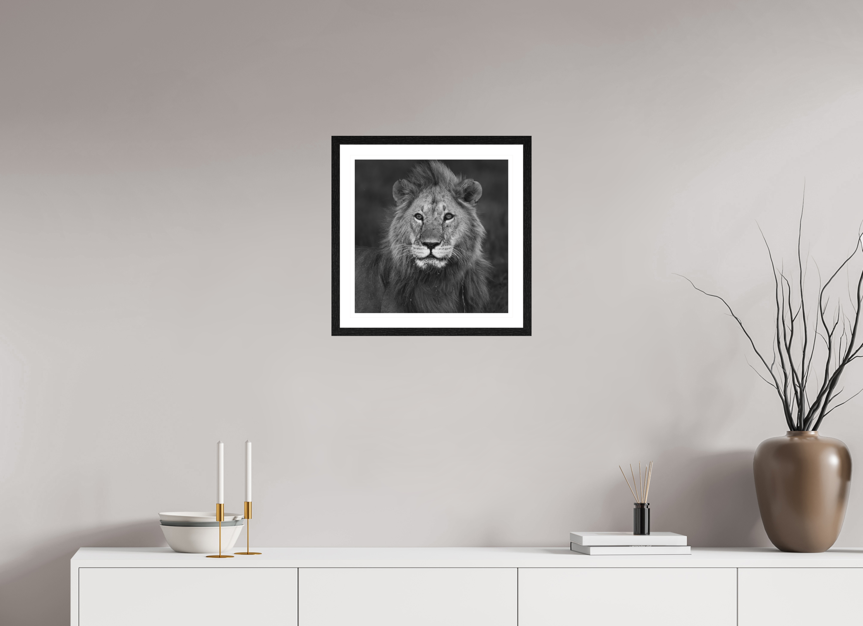 40 x 40 cm, Black oak colour frame Fine Art on 308g-m2 Hahnemühle rag paper - 3cm Passe-partout - Matte glass Rudi III