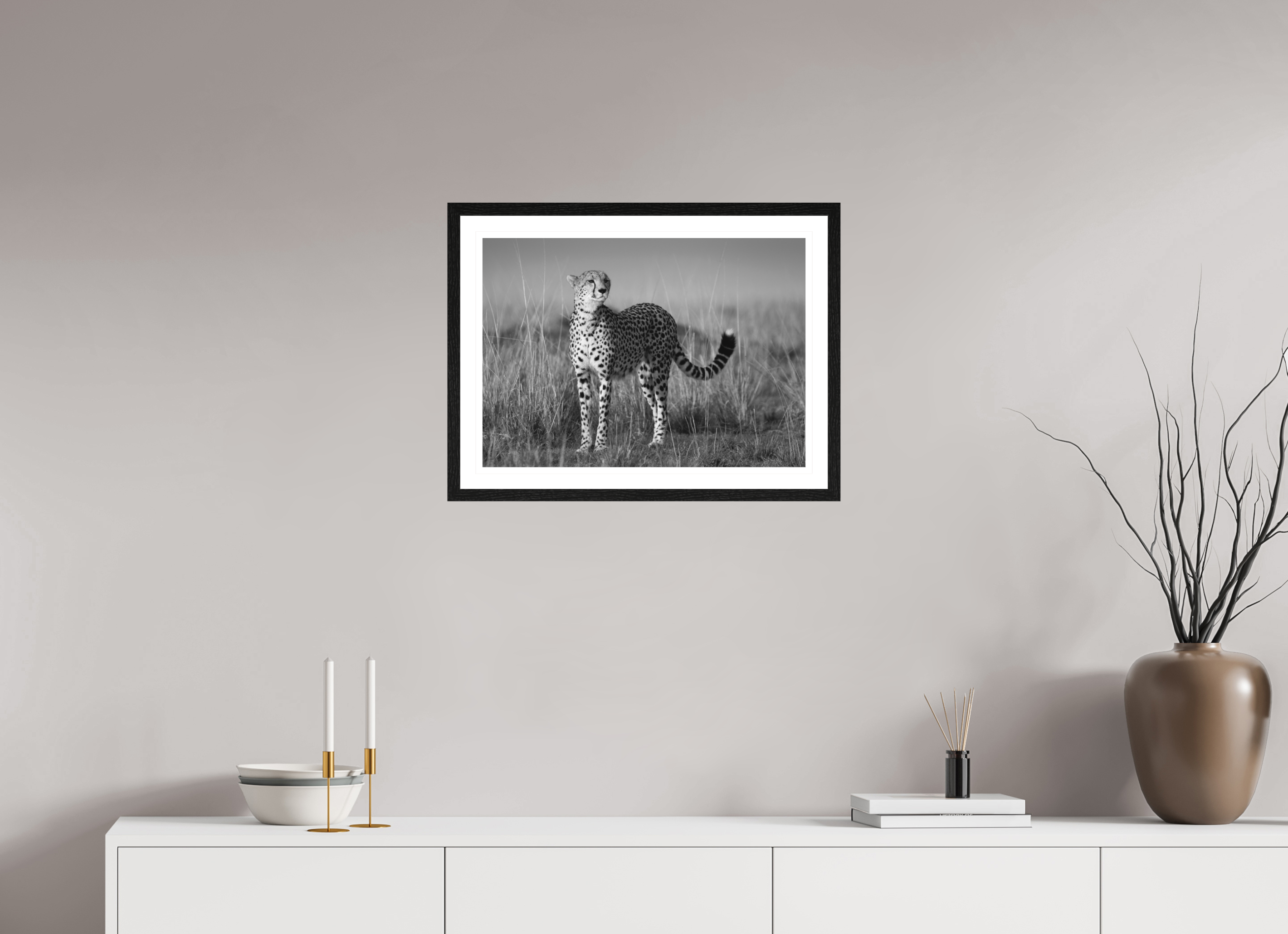 56 x 40 cm, Black oak colour frame Fine Art on 308g-m2 Hahnemühle rag paper - 3cm Passe-partout - Matte glass Kulete II