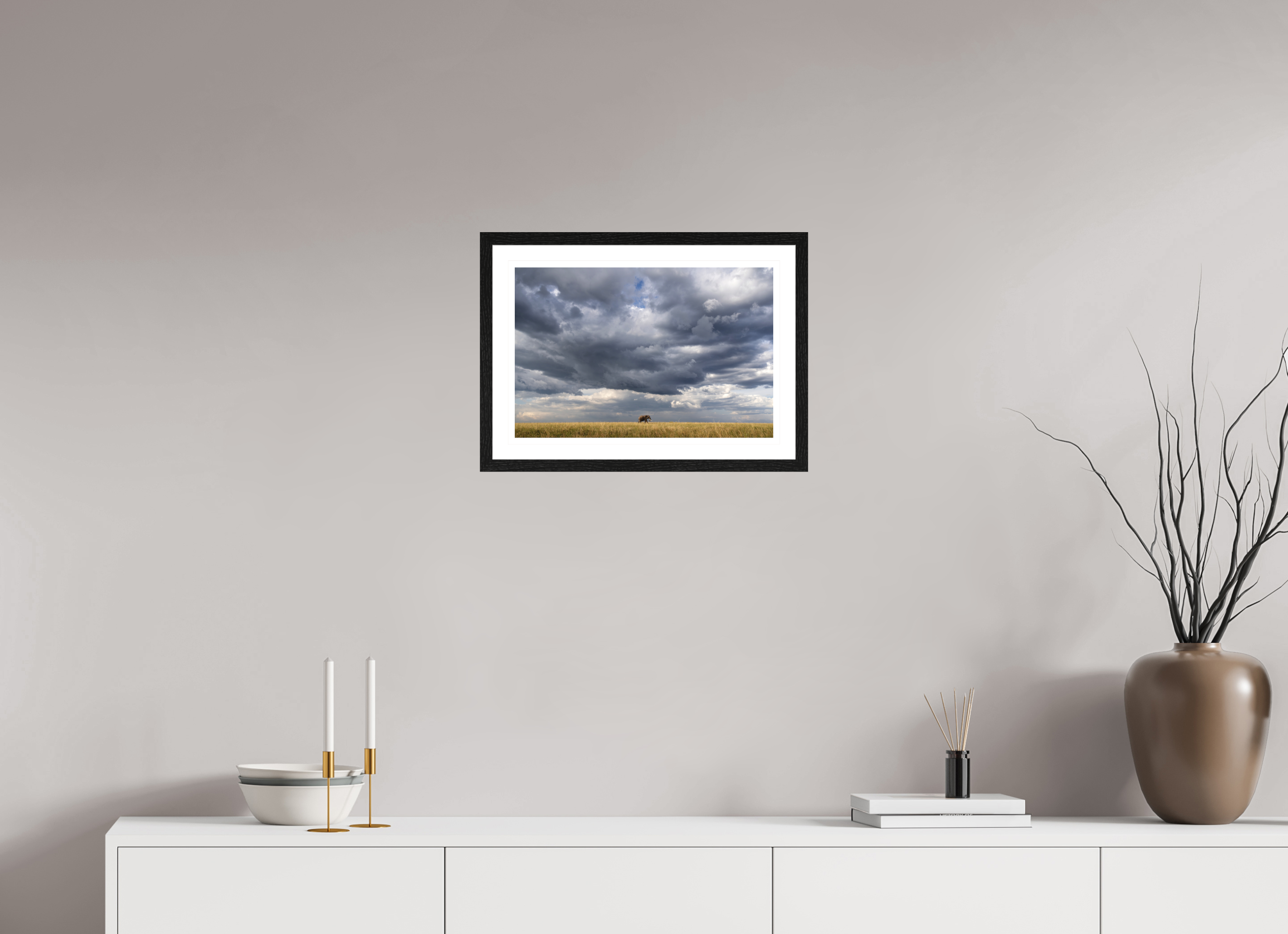 45 x 30 cm, Black oak colour frame Fine Art on 308g-m2 Hahnemühle rag paper - 3cm Passe-partout - Museum glass Awesome I