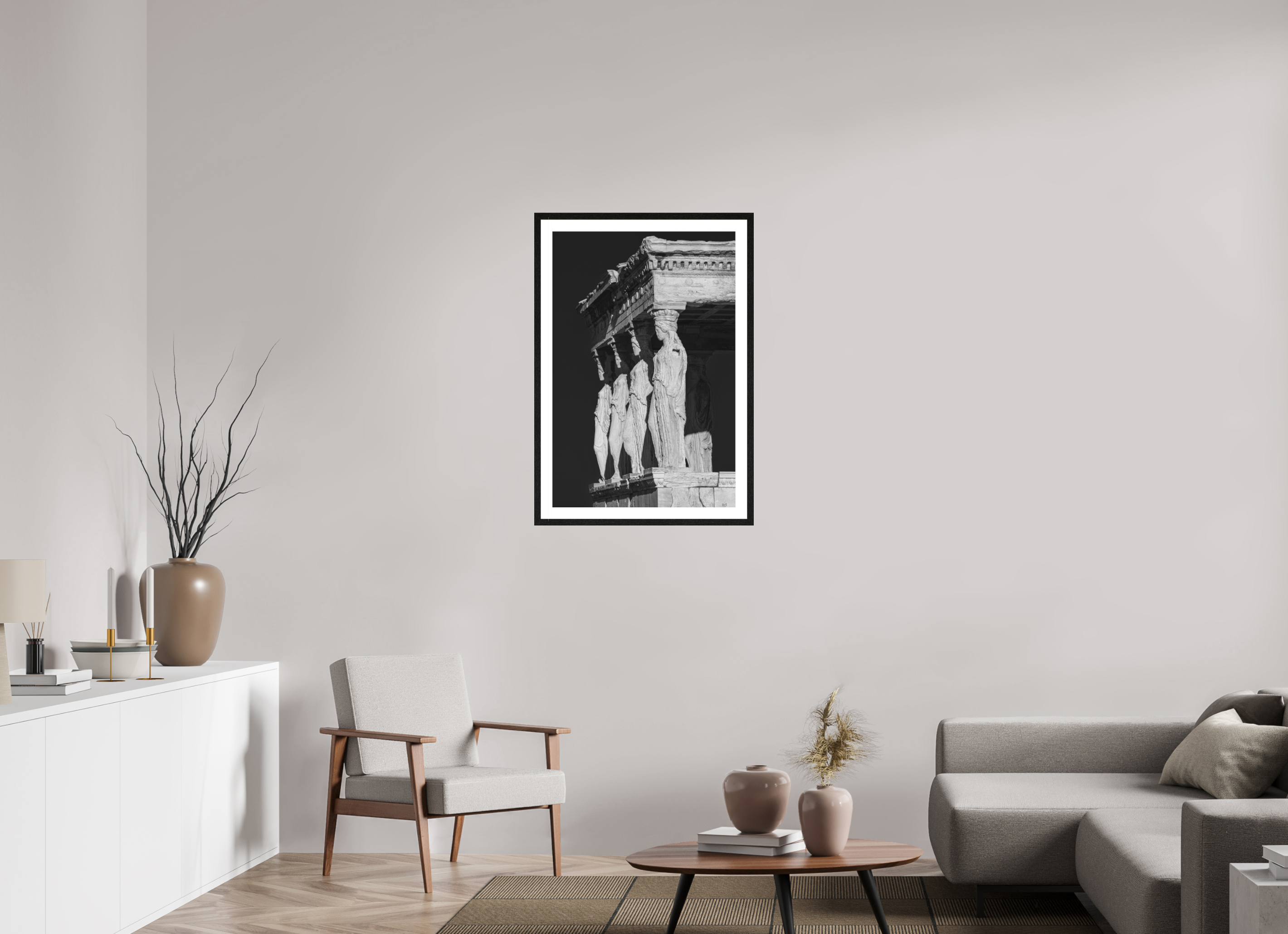 60 x 90 cm, Black oak colour frame Fine Art on 308g-m2 Hahnemühle rag paper - 3cm Passe-partout - Museum glass The Erechtheion II
