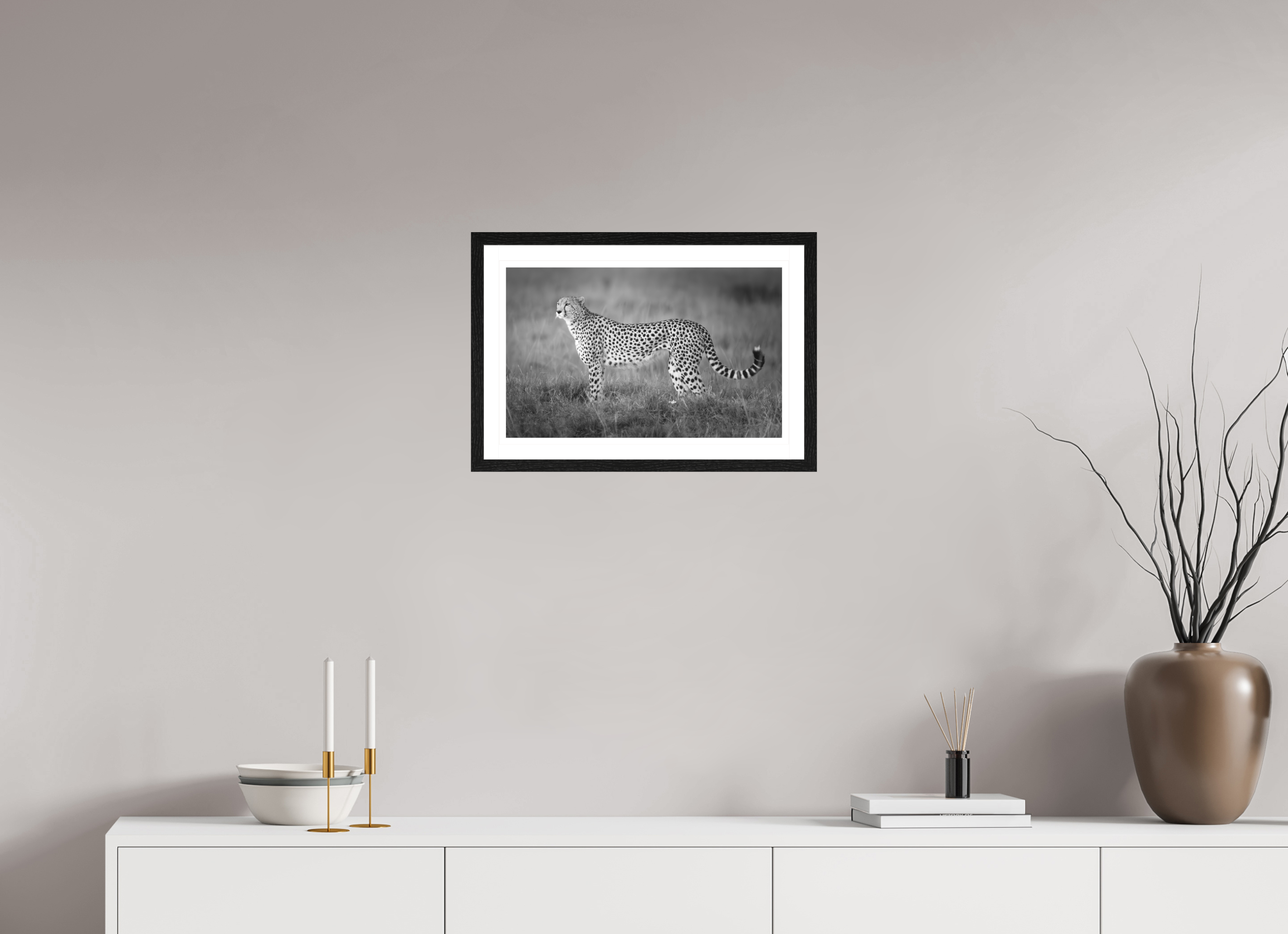 48 x 30 cm, Black oak colour frame Fine Art on 308g-m2 Hahnemühle rag paper - 3cm Passe-partout - Matte glass Kulete I