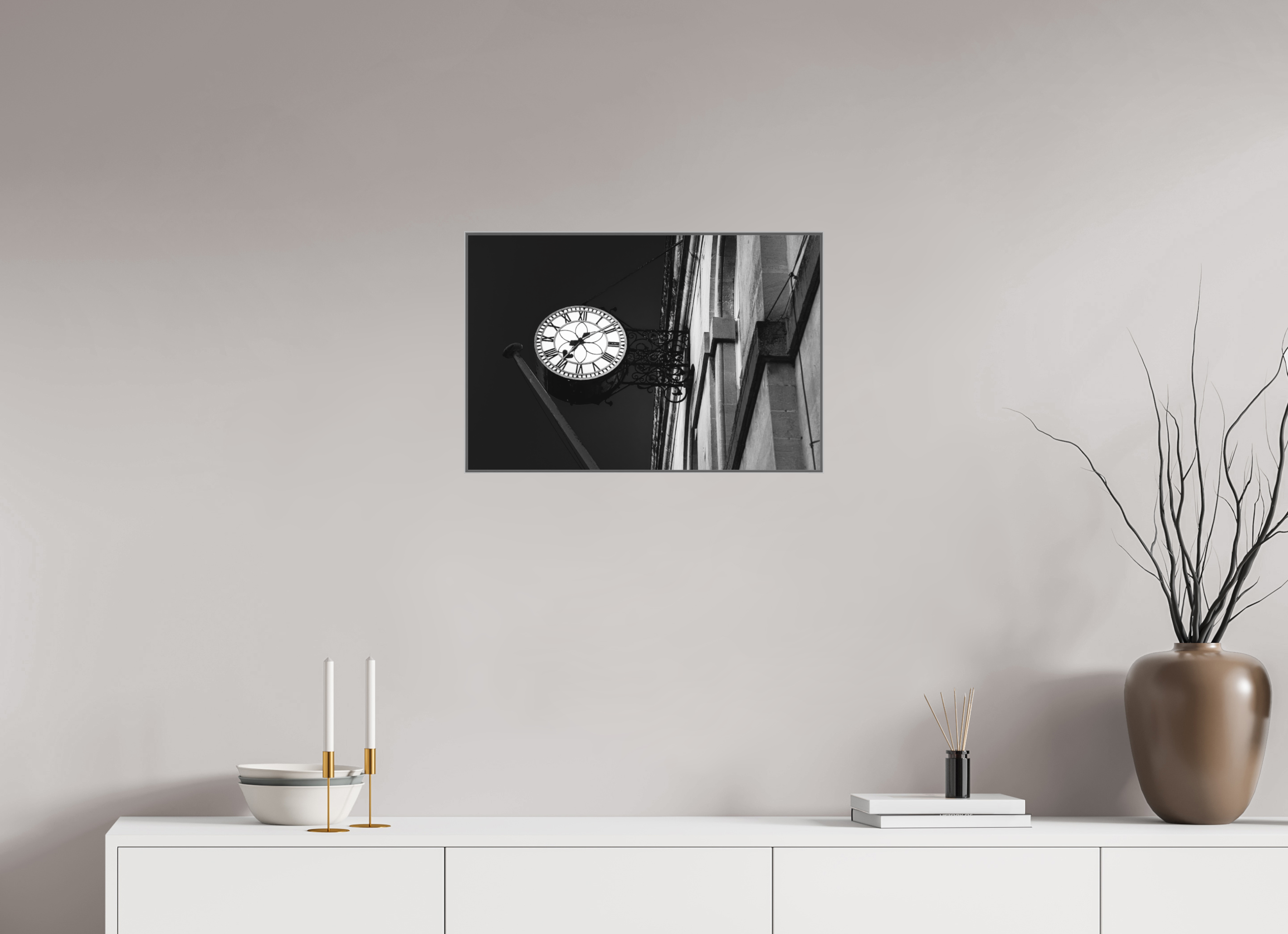 60 x 40 cm, Framed in Aluminium Art Box Printed on Ilford BW Photo Print under Acrylic Glass - w-out border Corsham Town Hall