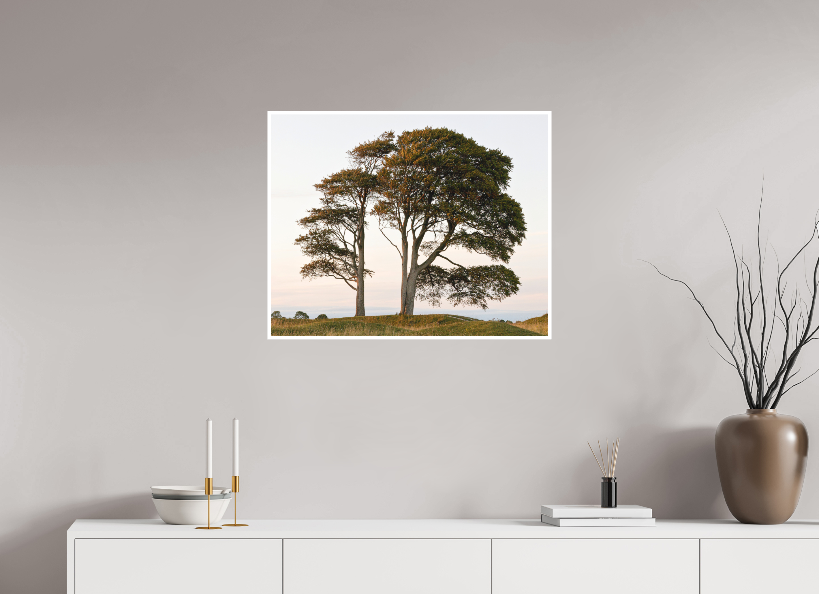 75 x 60 cm, Unframed Fine Art Giclée print on Hahnemühle Photo Rag paper with 1cm border Tree on Roundway Hill