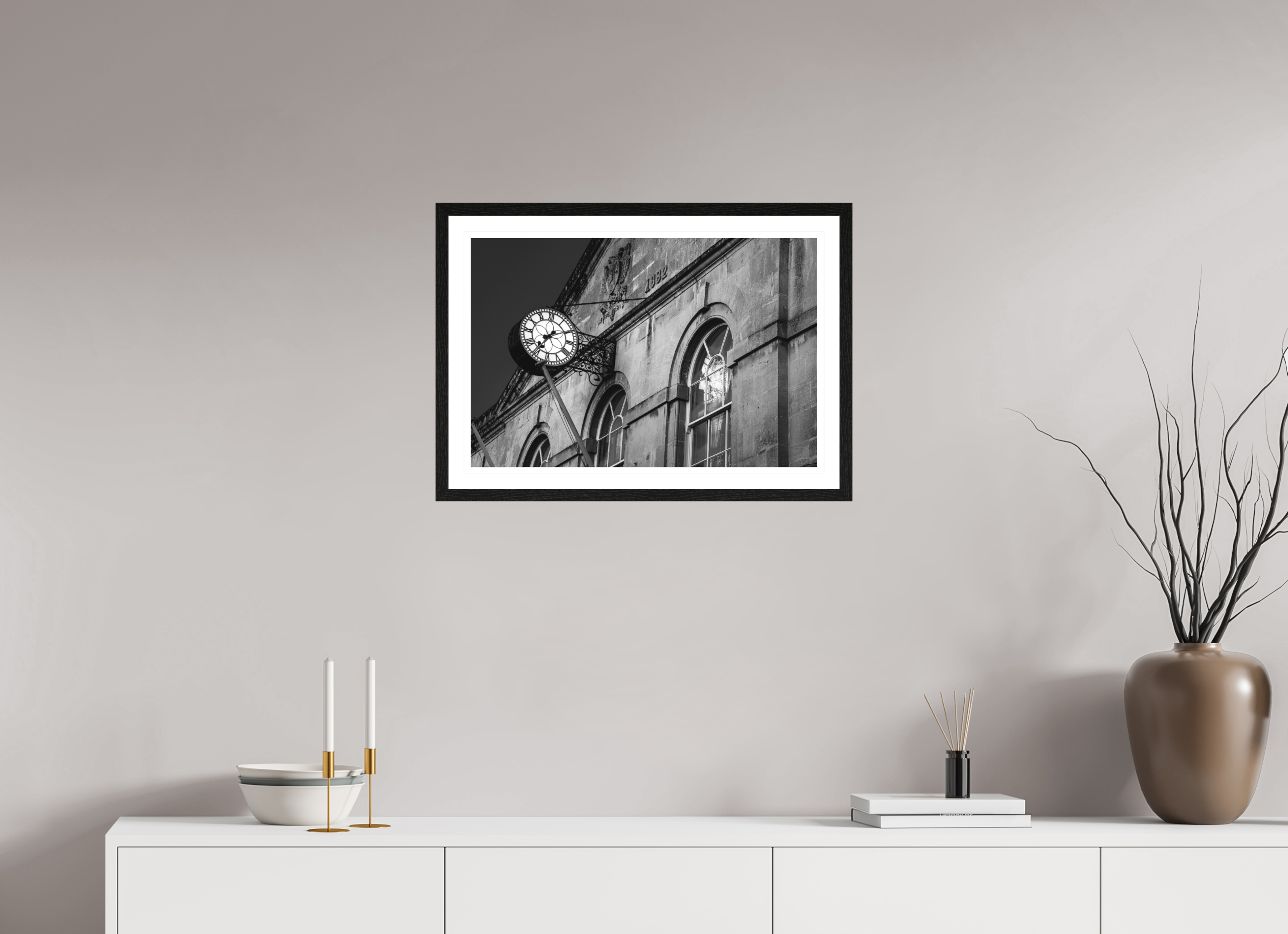 60 x 40 cm, Black oak colour frame Fine Art on 308g-m2 Hahnemühle rag paper - 3cm Passe-partout - Museum glass Corsham Town Hall II