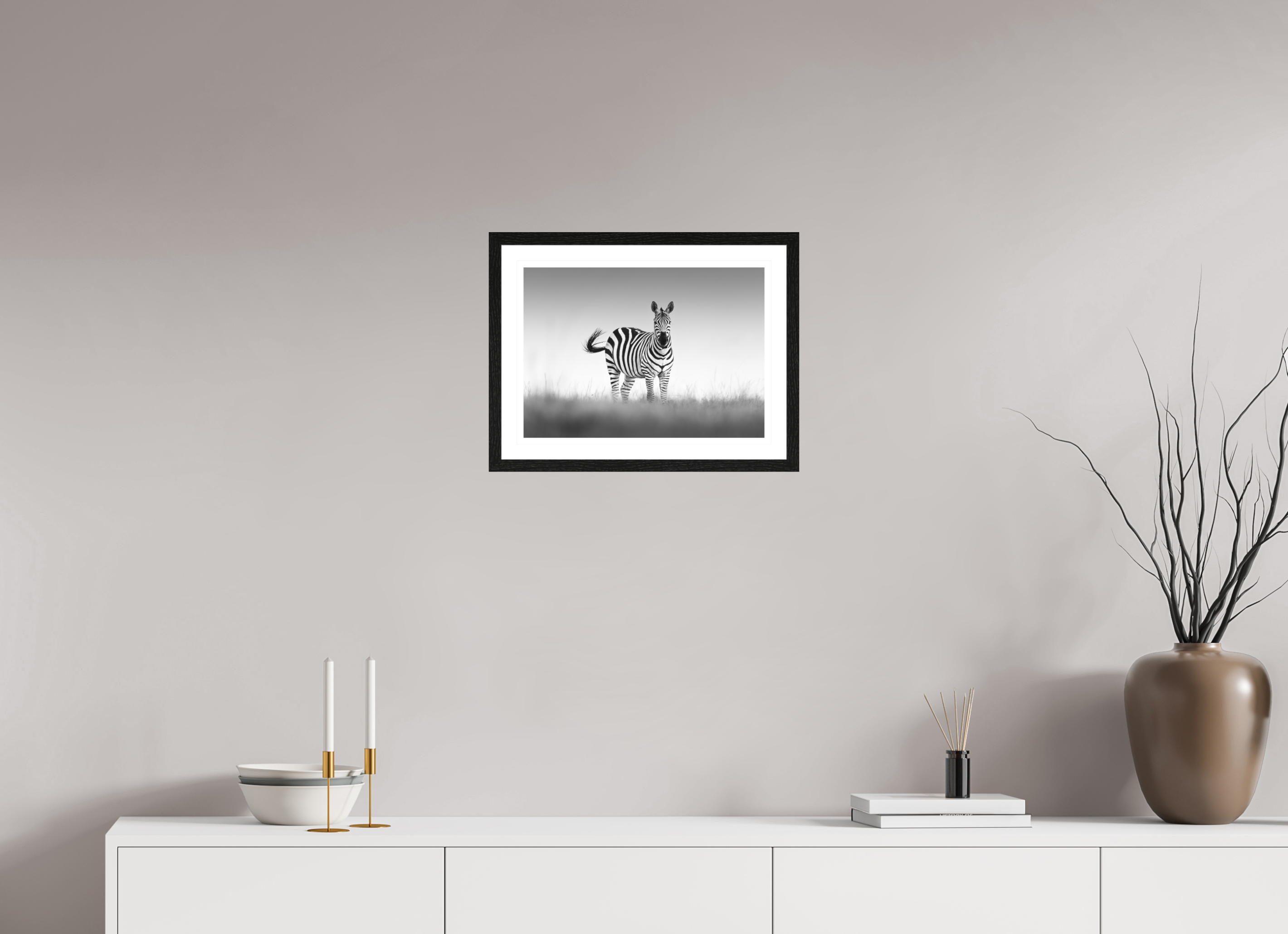 42 x 30 cm, Black oak colour frame Fine Art on 308g-m2 Hahnemühle rag paper - 3cm Passe-partout - Museum glass Striped and Proud