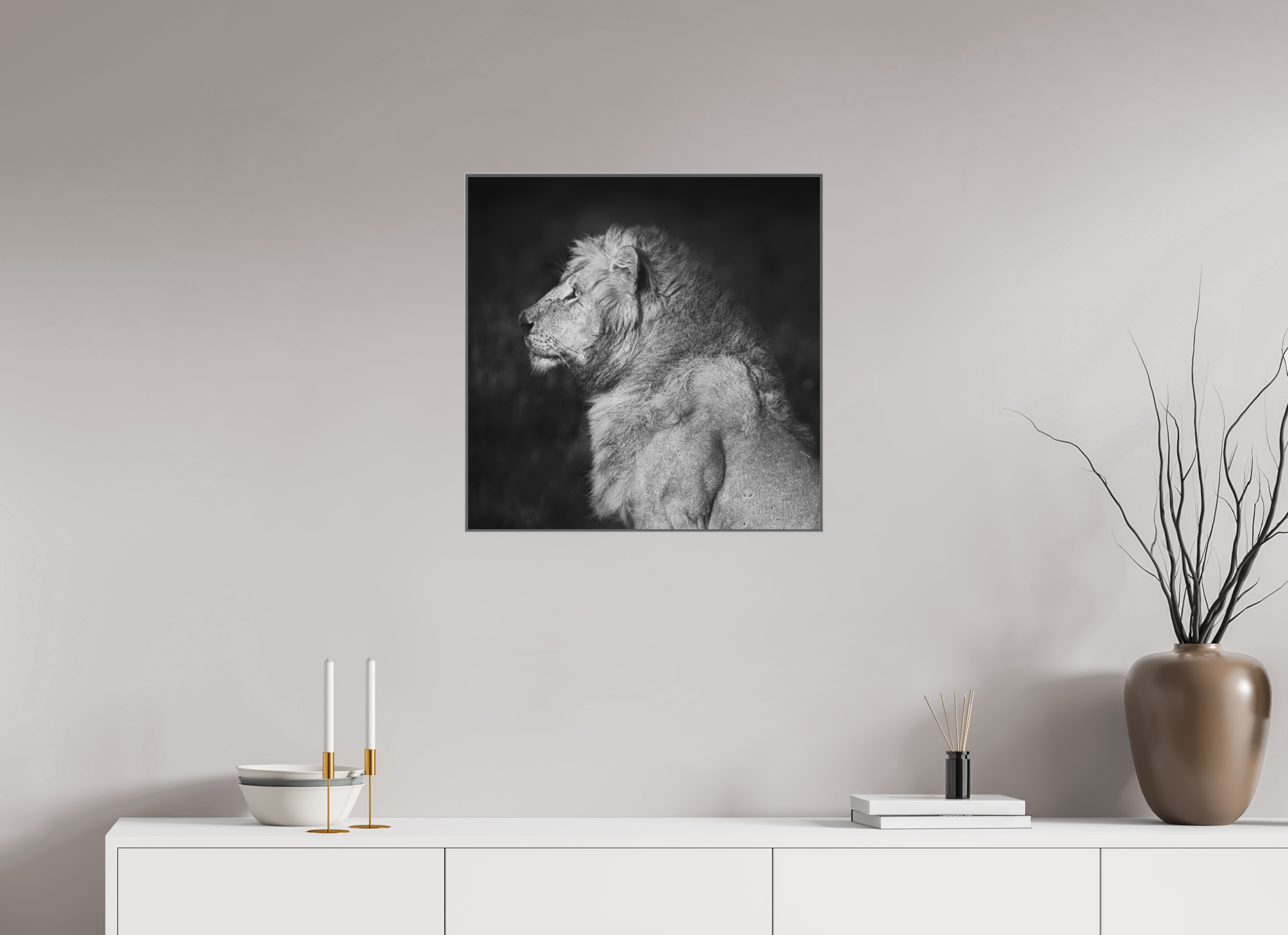 60 x 60 cm, Framed in Aluminium Art Box Printed on Ilford BW Photo Print under Acrylic Glass - w-out border King