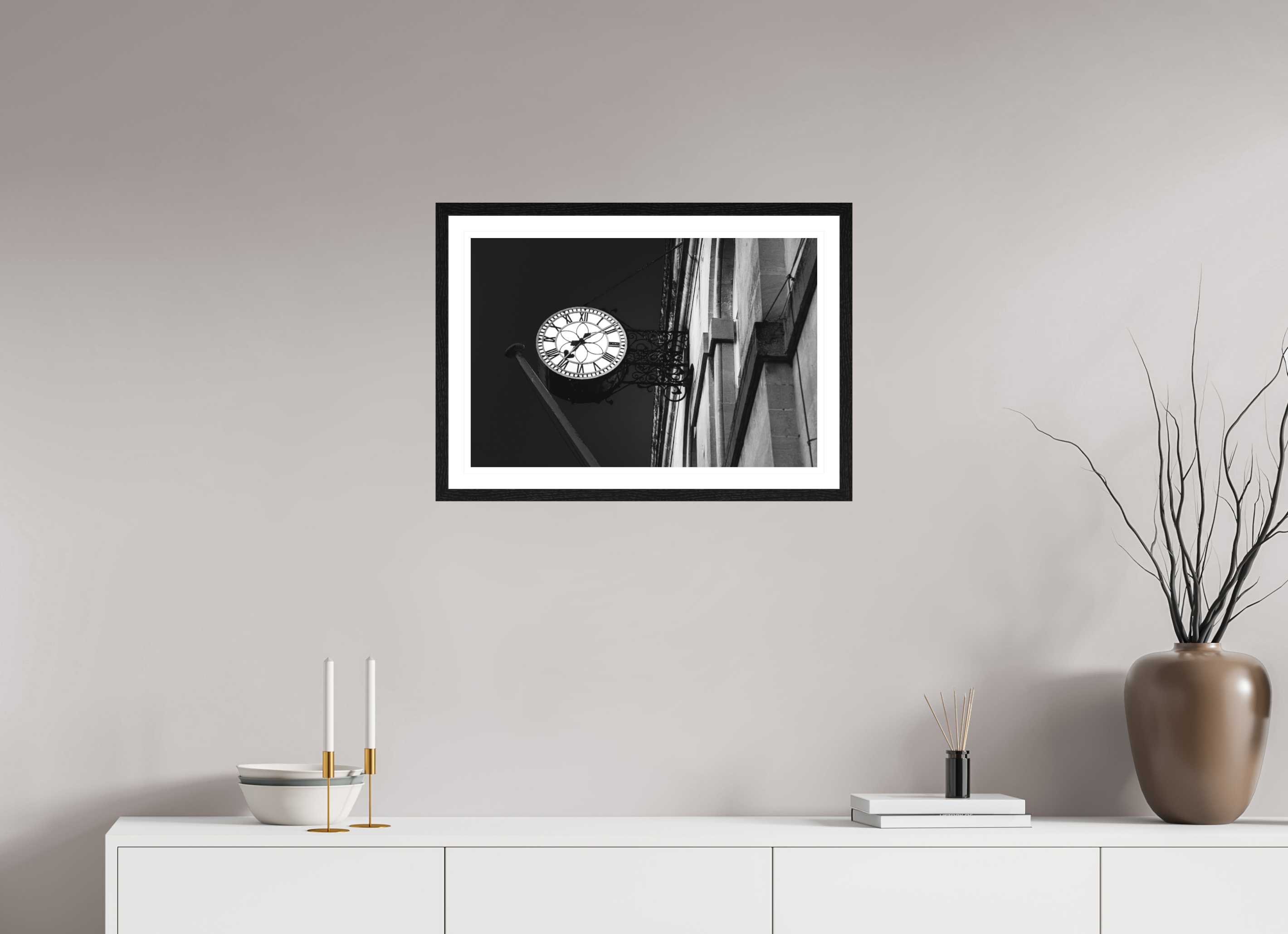 60 x 40 cm, Black oak colour frame Fine Art on 308g-m2 Hahnemühle rag paper - 3cm Passe-partout - Matte glass Corsham Town Hall