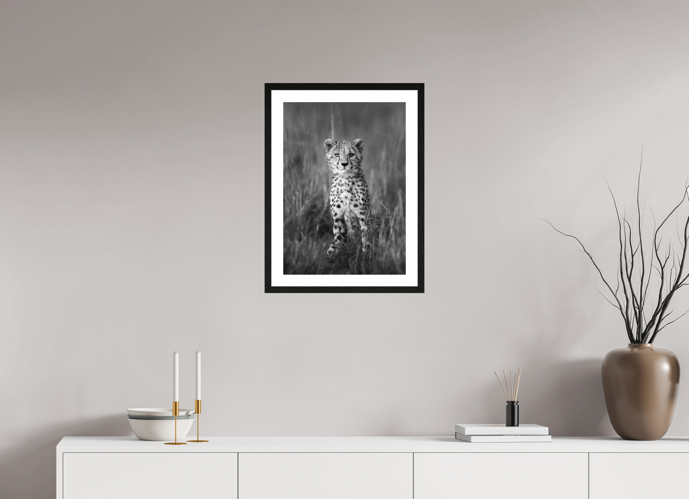 40 x 56 cm, Black oak colour frame Fine Art on 308g-m2 Hahnemühle rag paper - 3cm Passe-partout - Museum glass Sadala III