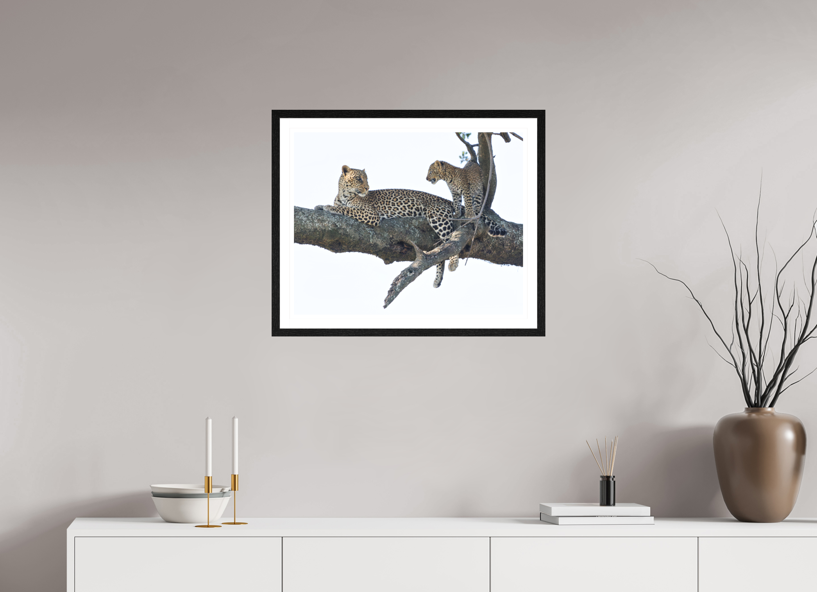 62.5 x 50 cm, Black oak colour frame Fine Art on 308g-m2 Hahnemühle rag paper - 3cm Passe-partout - Matte glass Ndoto and Namunyak I