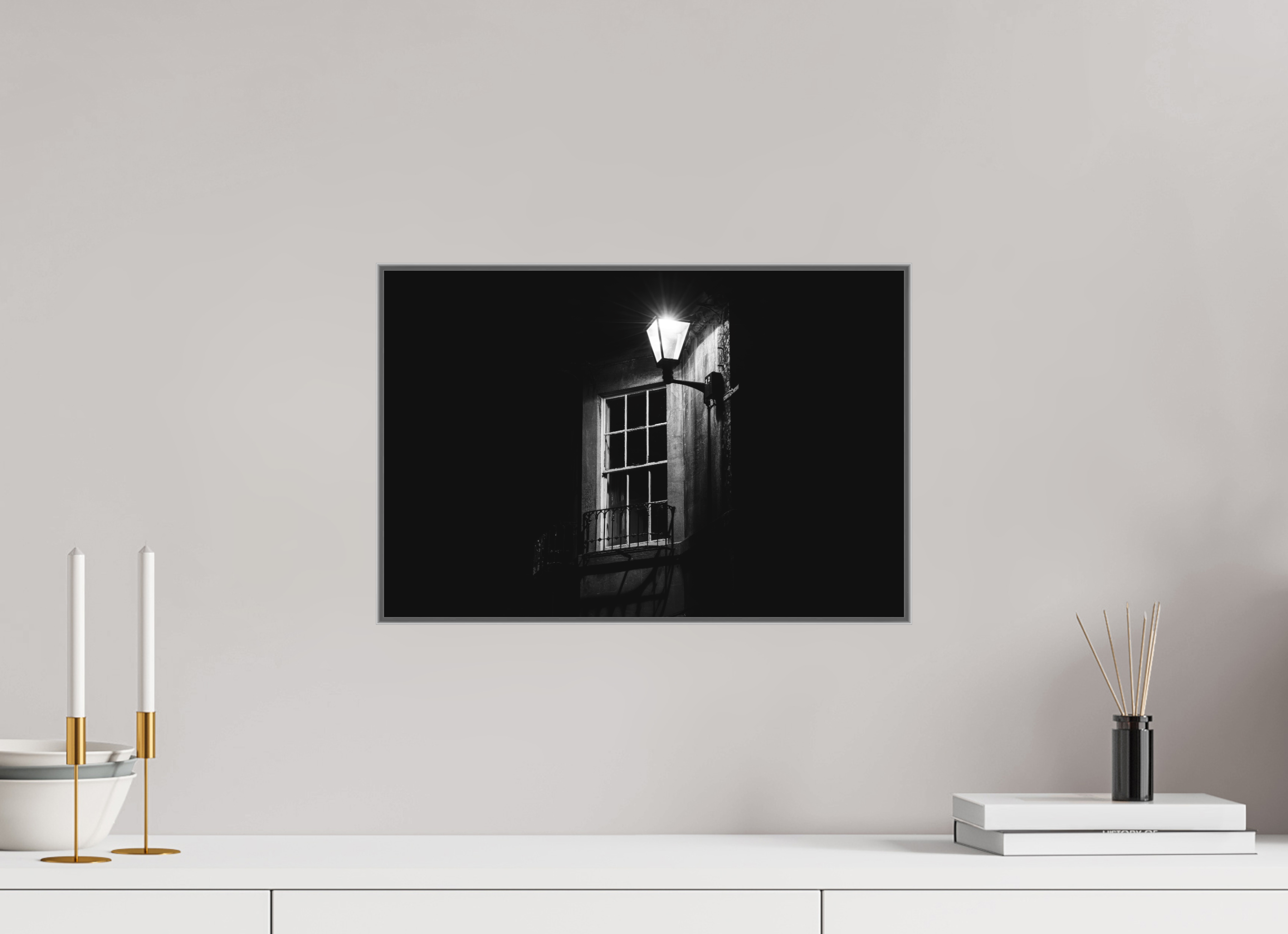 45 x 30 cm, Framed in Aluminium Art Box Printed on Ilford BW Photo Print under Acrylic Glass - w-out border Corsham Light