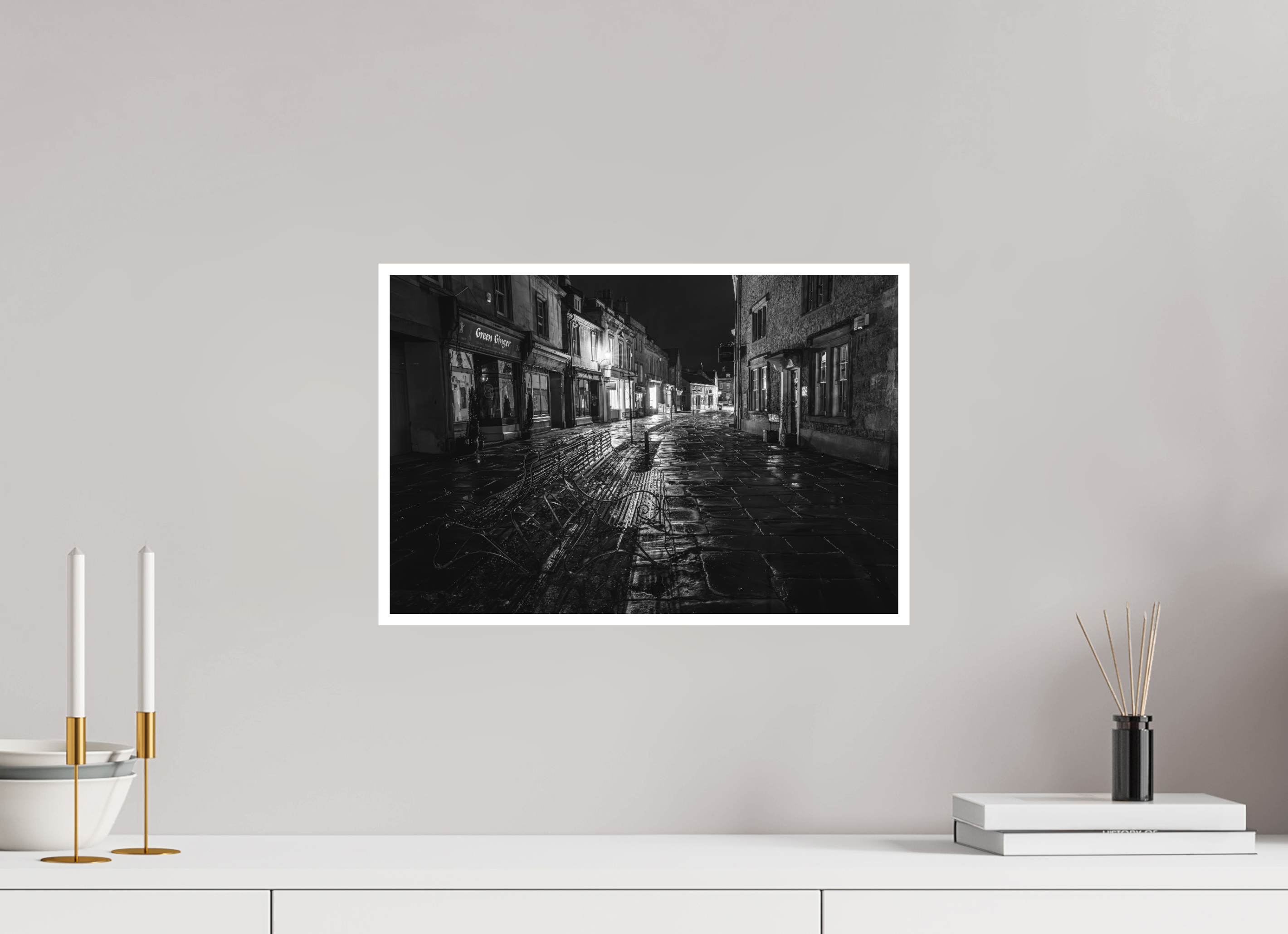 45 x 30 cm, Unframed Fine Art Giclée print on Hahnemühle Photo Rag paper with 1cm border Corsham High Street IV