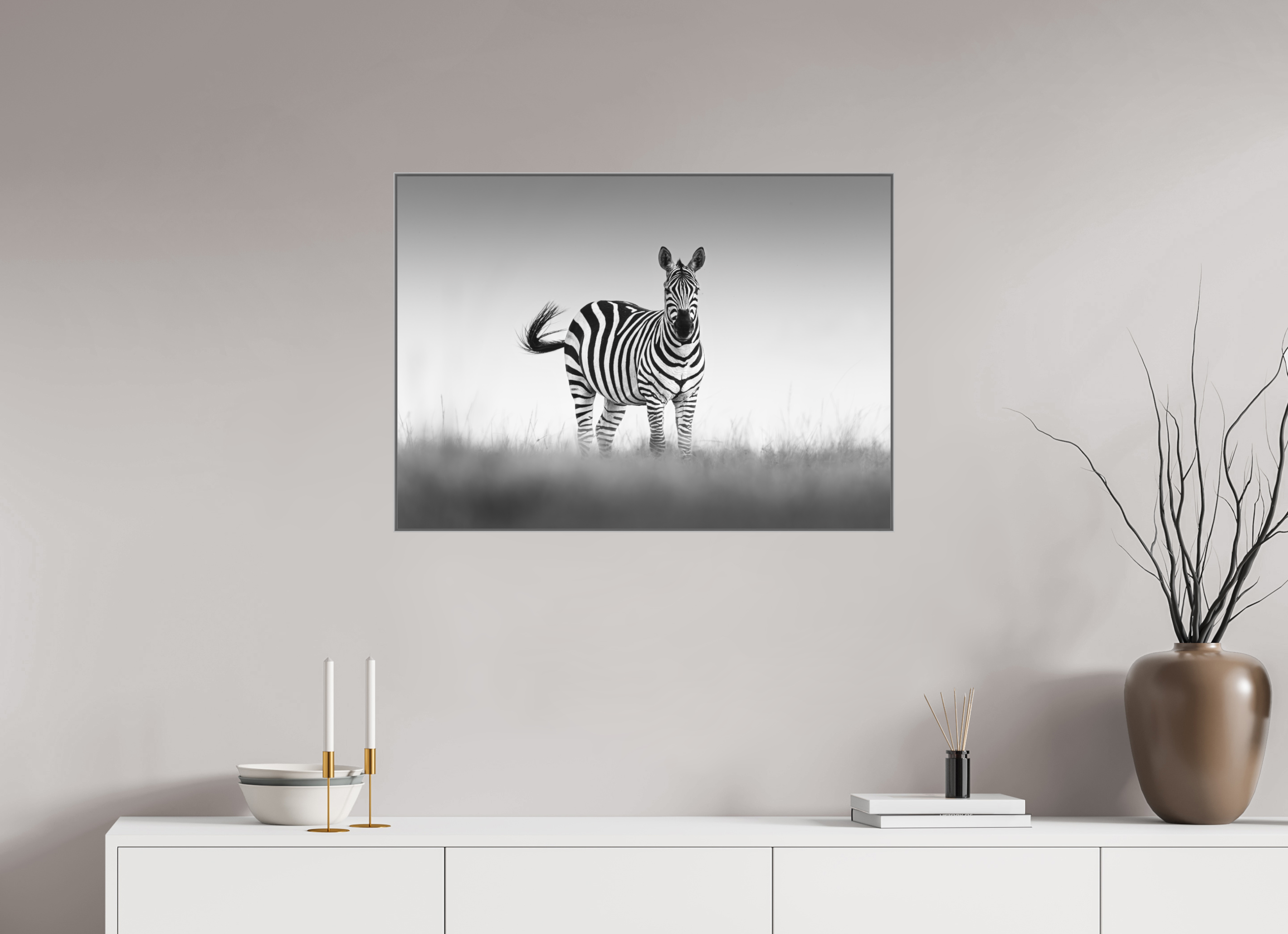 84 x 60 cm, Framed in Aluminium Art Box Printed on Ilford BW Photo Print under Acrylic Glass - w-out border Striped and Proud
