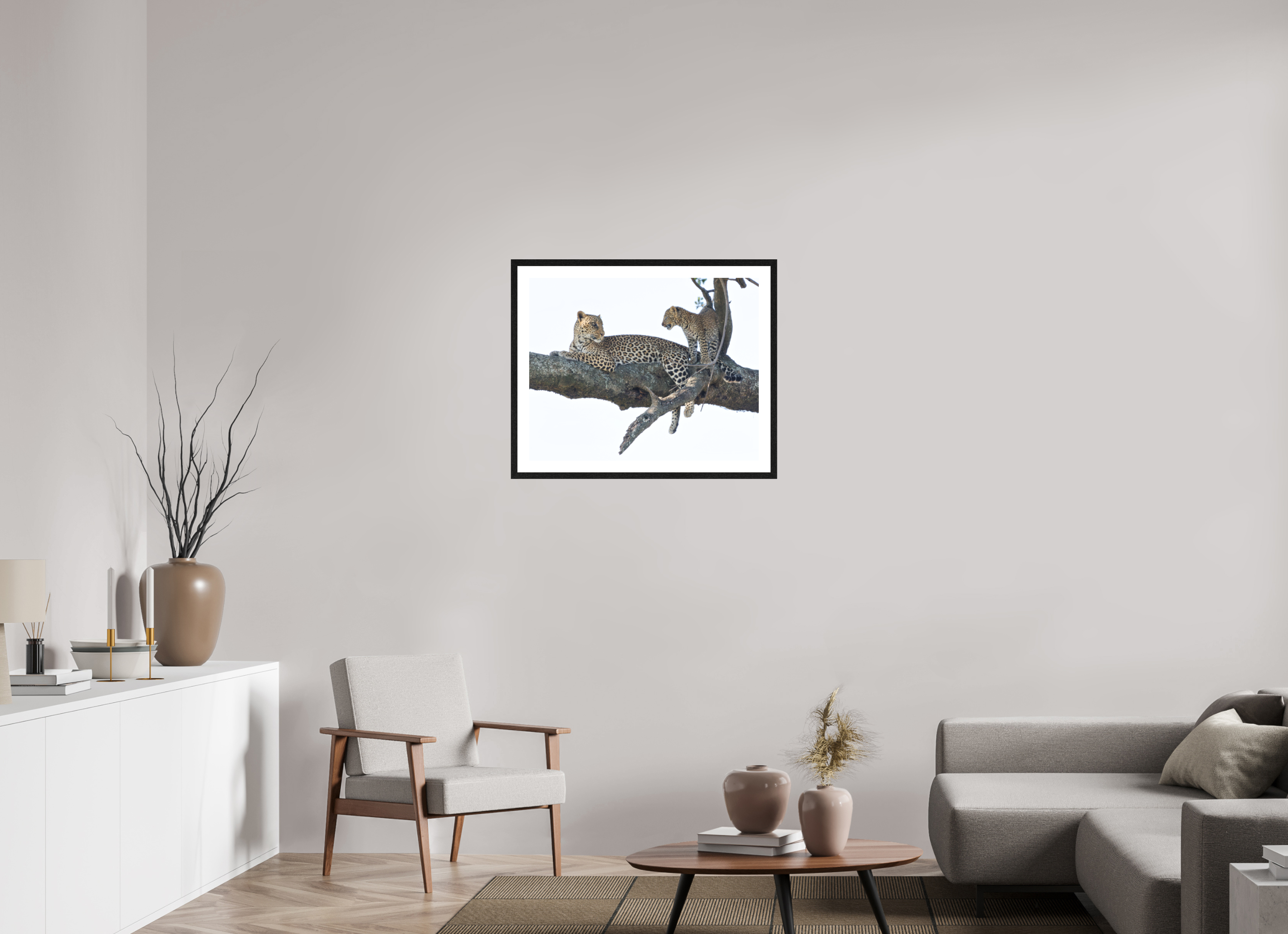 75 x 60 cm, Black oak colour frame Fine Art on 308g-m2 Hahnemühle rag paper - 3cm Passe-partout - Matte glass Ndoto and Namunyak I