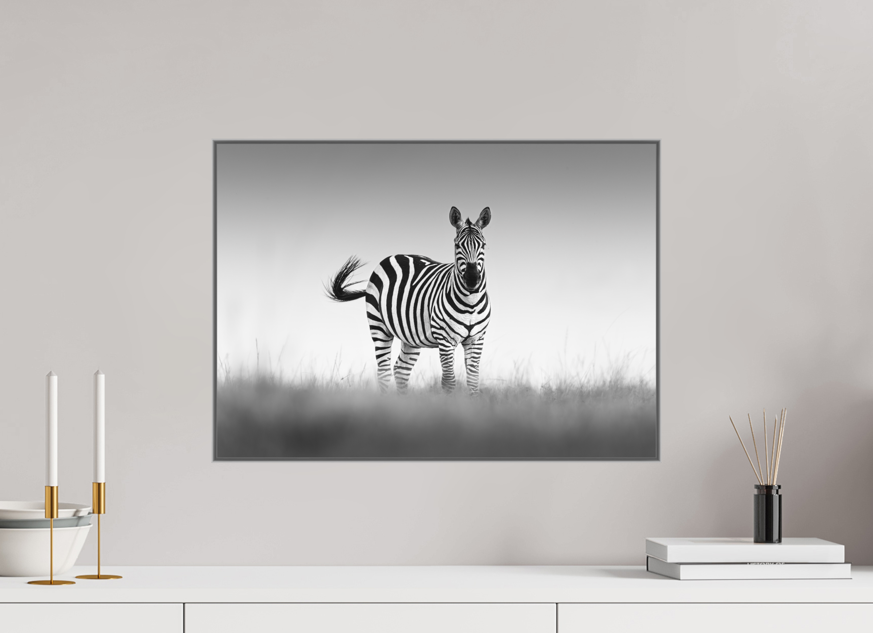 56 x 40 cm, Framed in Aluminium Art Box Printed on Ilford BW Photo Print under Acrylic Glass - w-out border Striped and Proud