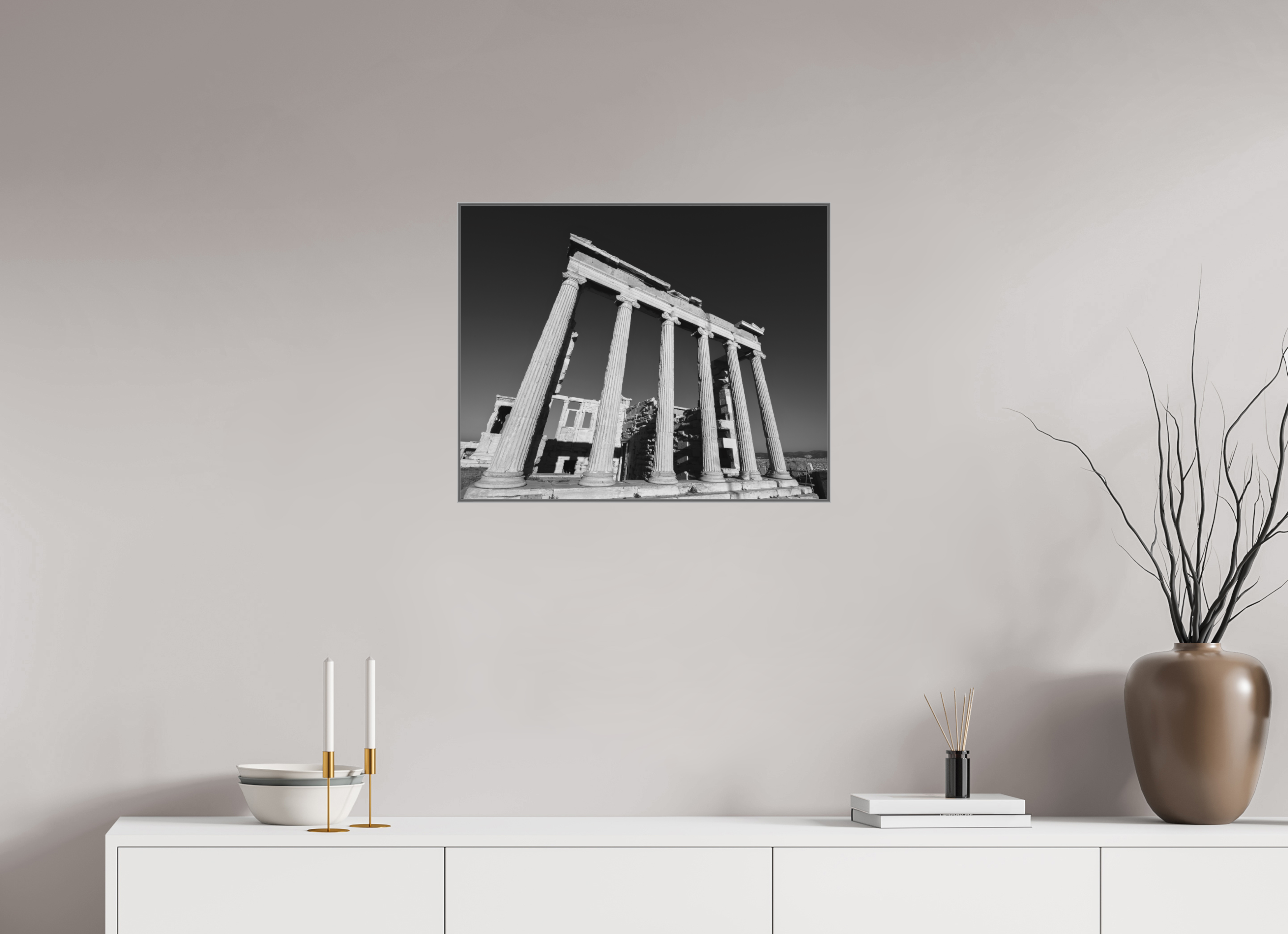 62.5 x 50 cm, Framed in Aluminium Art Box Printed on Ilford BW Photo Print under Acrylic Glass - w-out border Acropolis I
