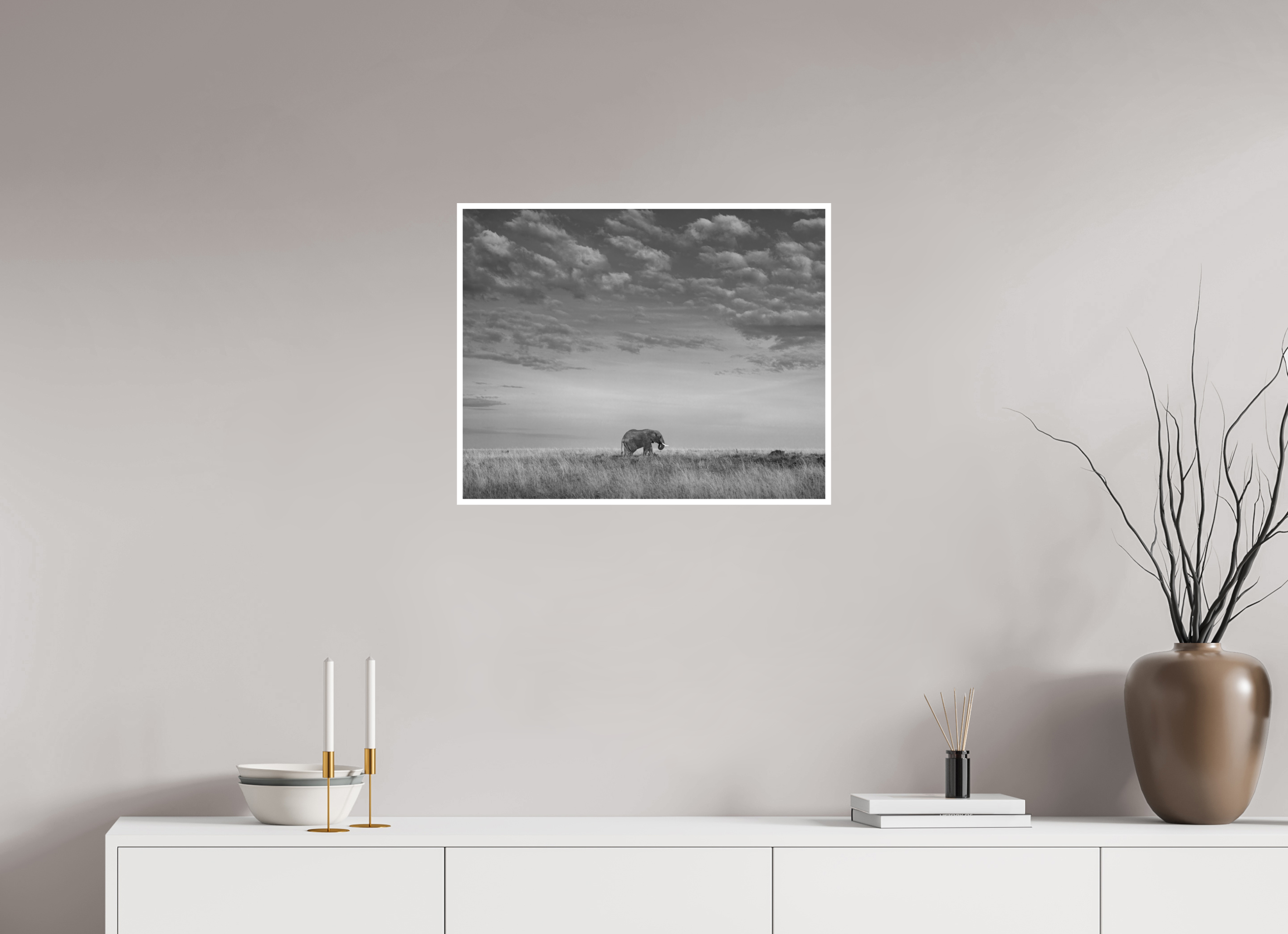 62.5 x 50 cm, Unframed Fine Art Giclée print on Hahnemühle Photo Rag paper with 1cm border Elephant I