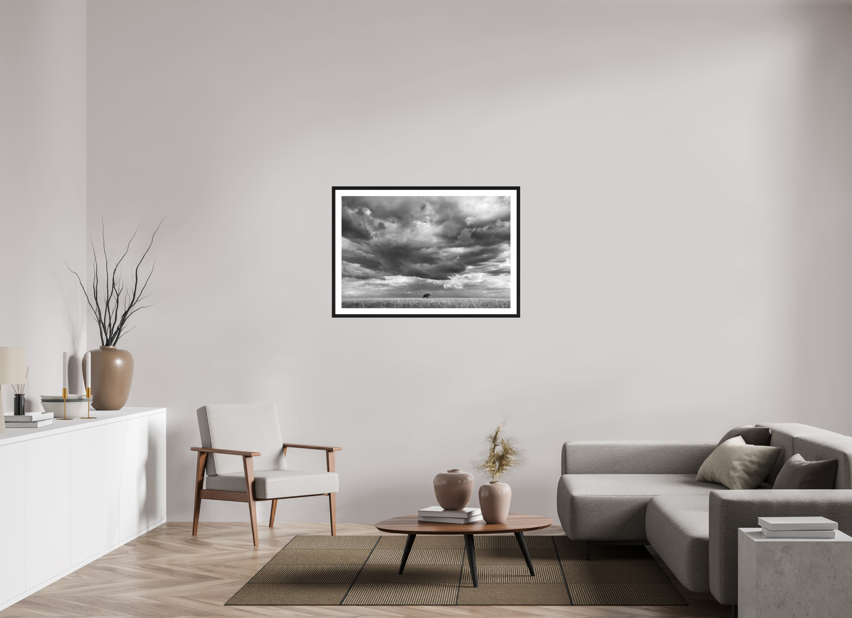 105 x 70 cm, Black oak colour frame Fine Art on 308g-m2 Hahnemühle rag paper - 3cm Passe-partout - Museum glass The Long Walk