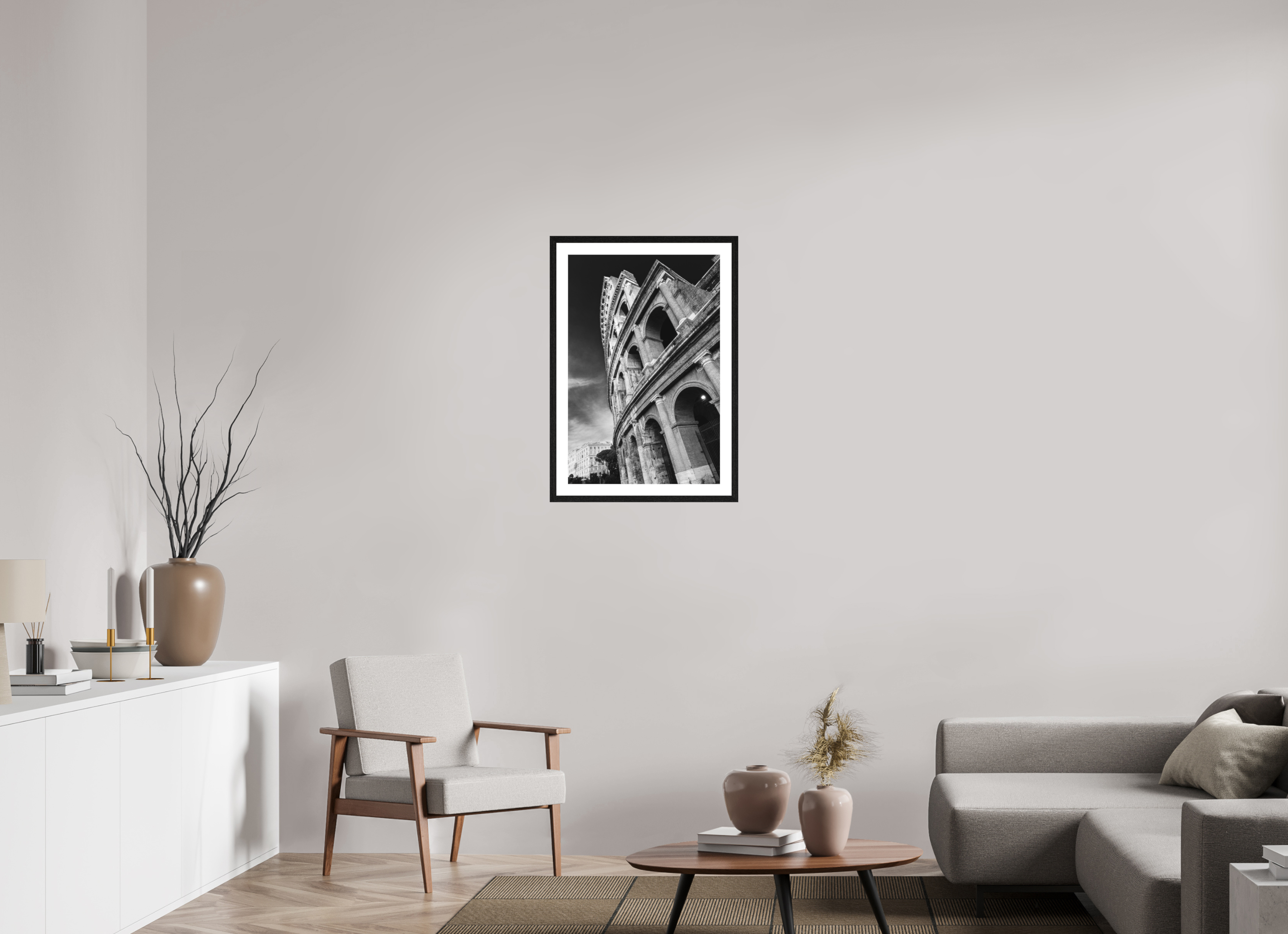 50 x 75 cm, Black oak colour frame Fine Art on 308g-m2 Hahnemühle rag paper - 3cm Passe-partout - Matte glass Colosseum I