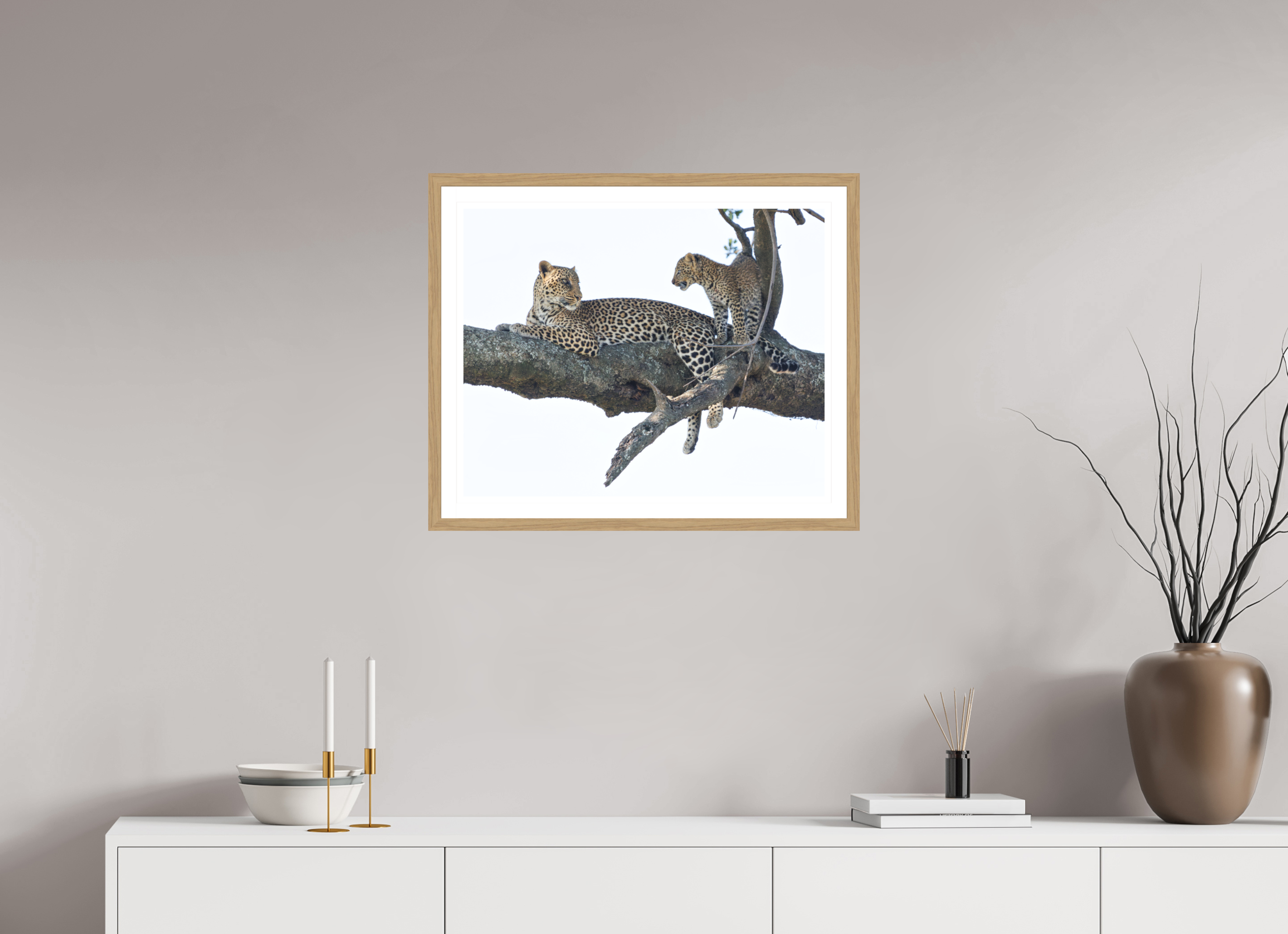 62.5 x 50 cm, Natural oak colour frame Fine Art on 308g-m2 Hahnemühle rag paper - 3cm Passe-partout - Matte glass Ndoto and Namunyak I