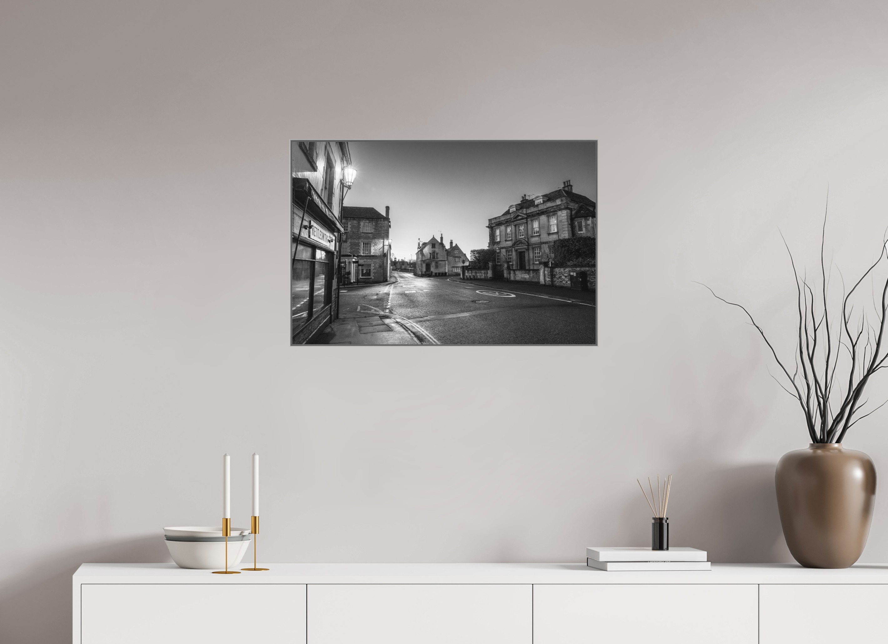 75 x 50 cm, Framed in Aluminium Art Box Printed on Ilford BW Photo Print under Acrylic Glass - w-out border Pickwick Road