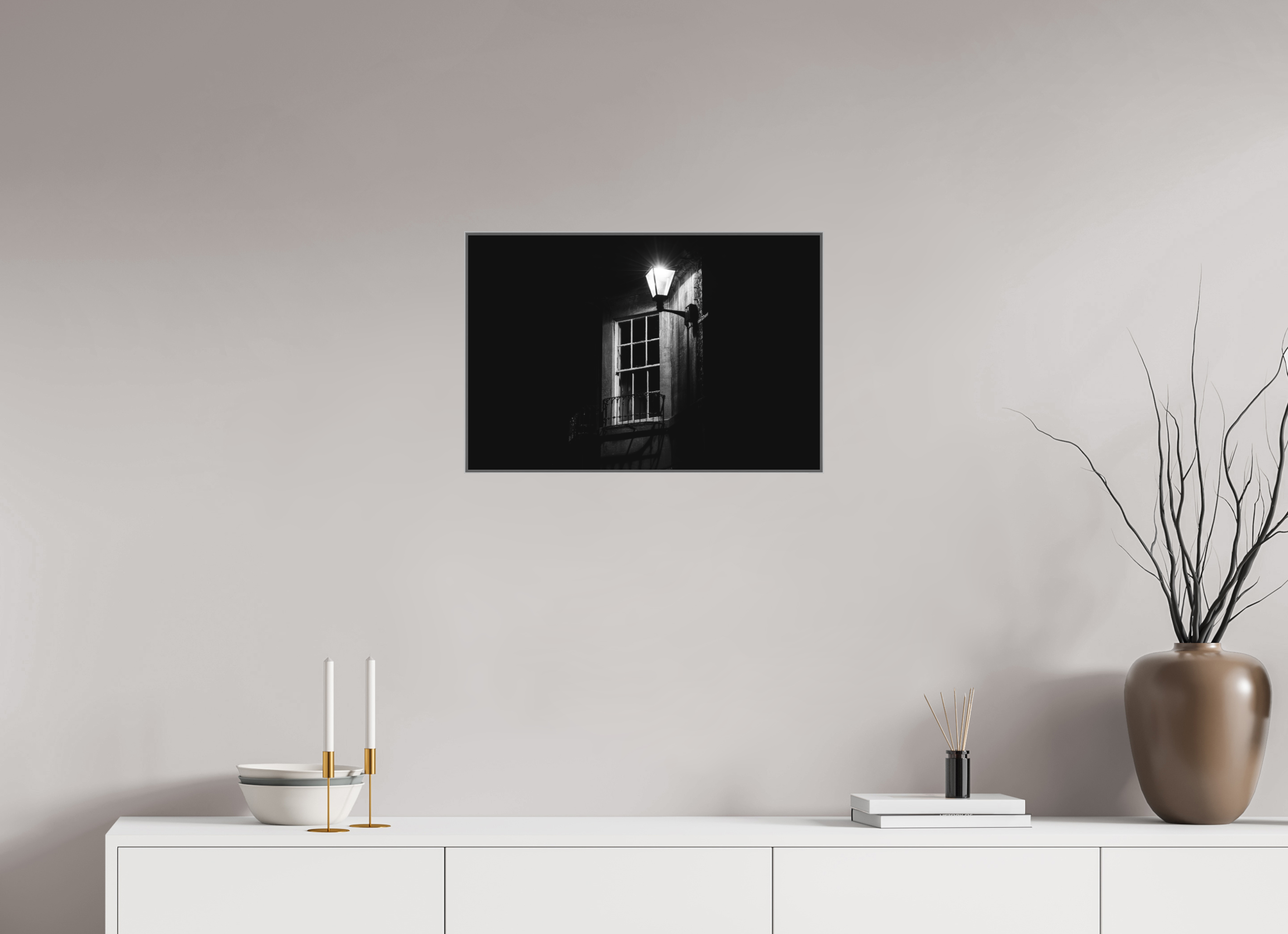 60 x 40 cm, Framed in Aluminium Art Box Printed on Ilford BW Photo Print under Acrylic Glass - w-out border Corsham Light