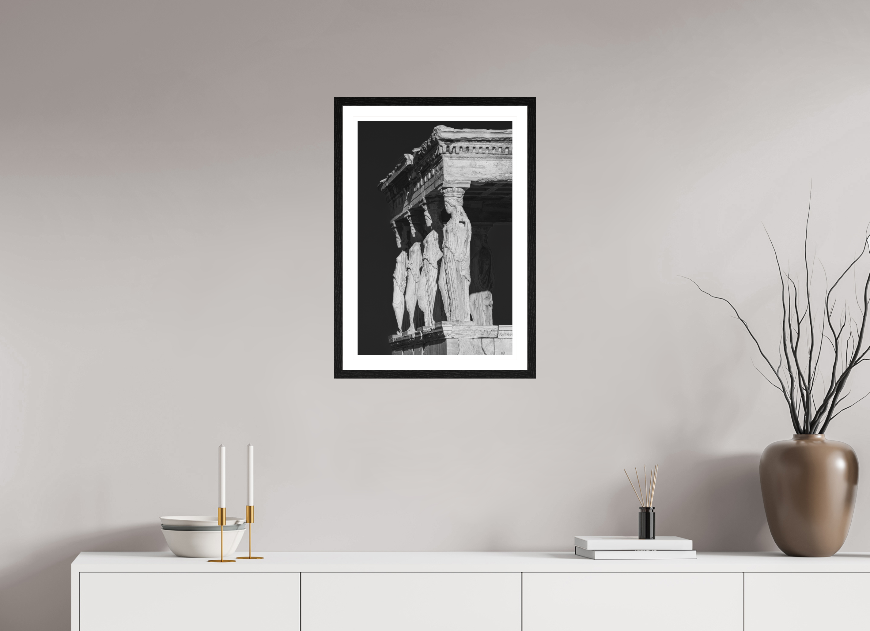 40 x 60 cm, Black oak colour frame Fine Art on 308g-m2 Hahnemühle rag paper - 3cm Passe-partout - Matte glass The Erechtheion II