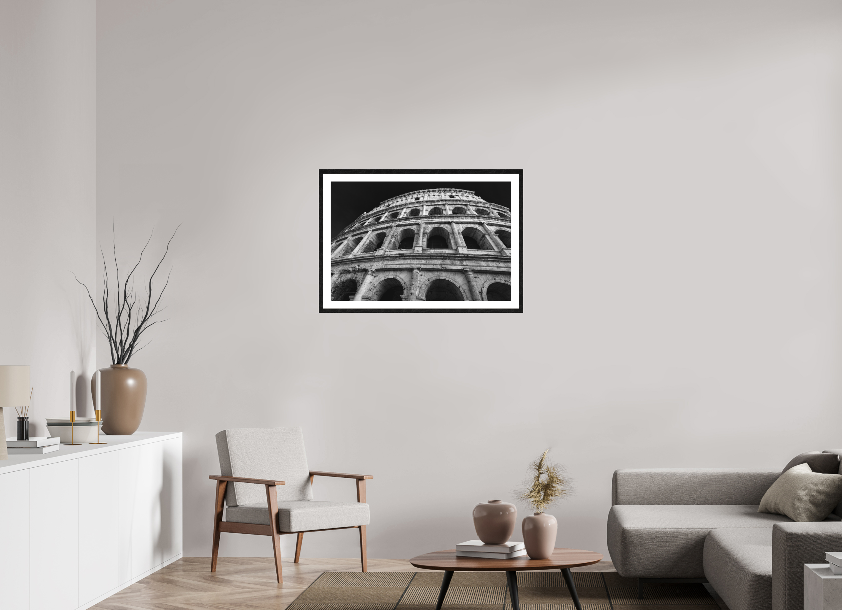 90 x 60 cm, Black oak colour frame Fine Art on 308g-m2 Hahnemühle rag paper - 3cm Passe-partout - Museum glass Colosseum II