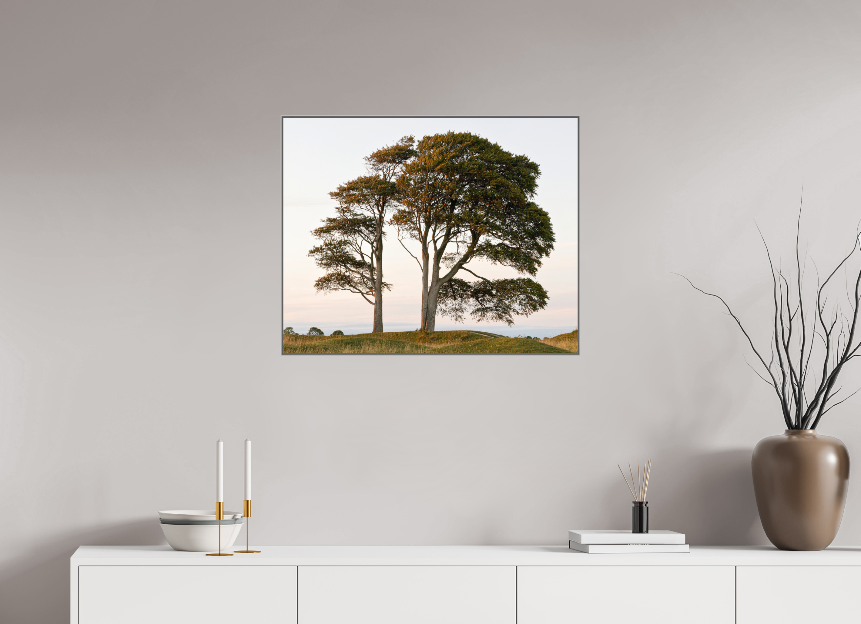 75 x 60 cm, Framed in Aluminium Art Box printed on Fuji Crystal Glossy paper w-out border Tree on Roundway Hill