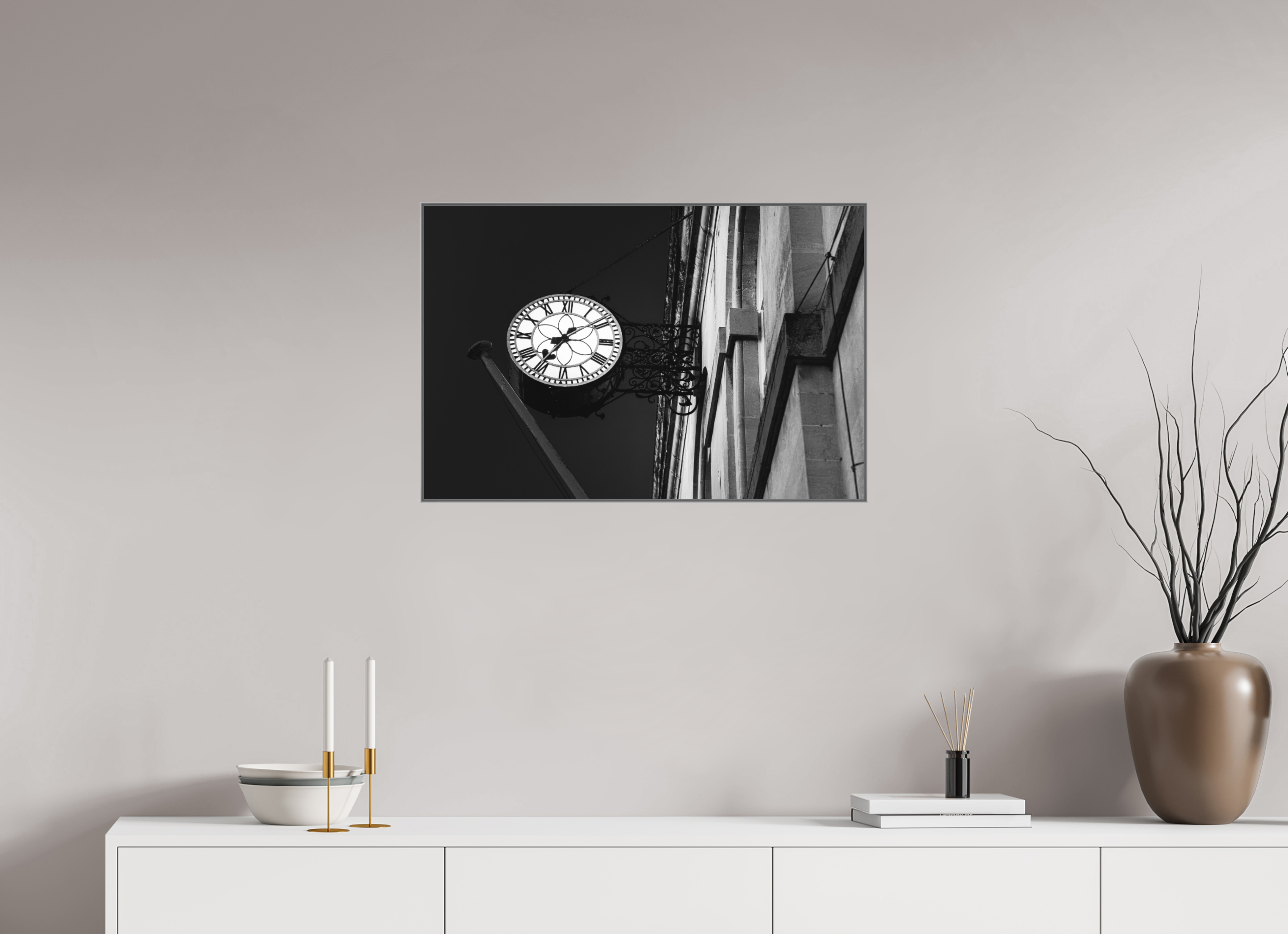 75 x 50 cm, Framed in Aluminium Art Box Printed on Ilford BW Photo Print under Acrylic Glass - w-out border Corsham Town Hall