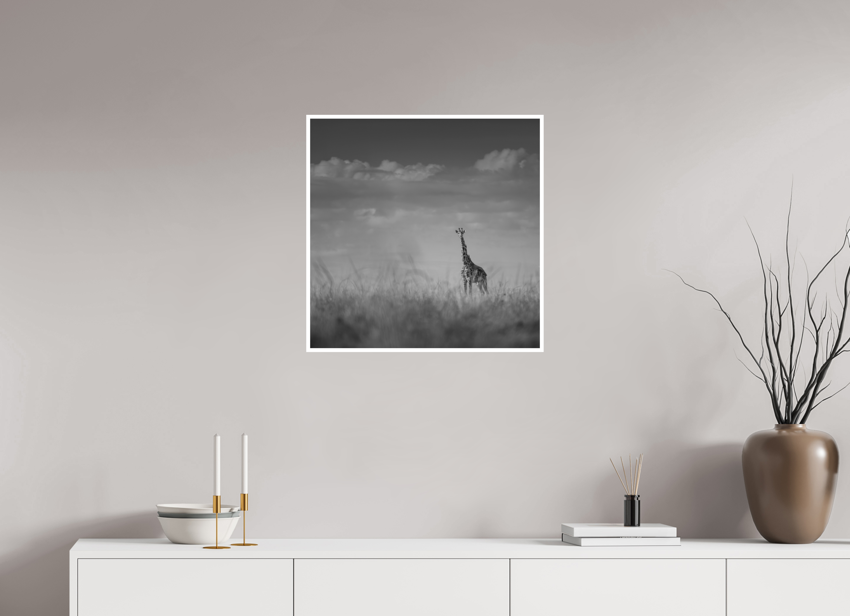 60 x 60 cm, Unframed Fine Art Giclée print on Hahnemühle Photo Rag paper with 1cm border Giraffe I
