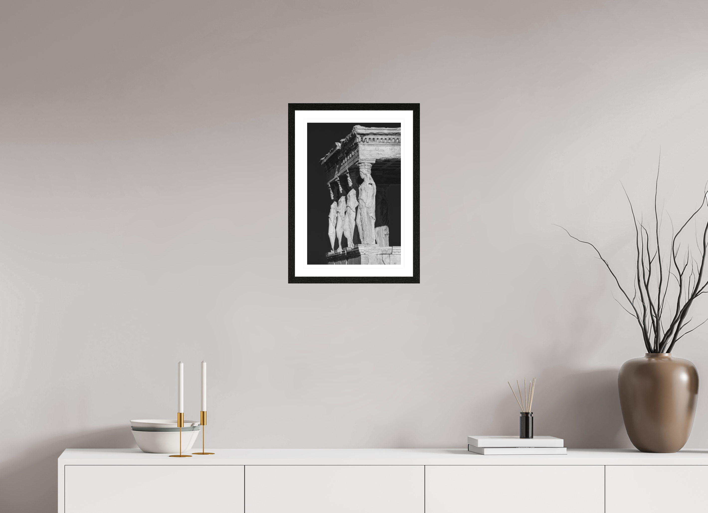 30 x 45 cm, Black oak colour frame Fine Art on 308g-m2 Hahnemühle rag paper - 3cm Passe-partout - Museum glass The Erechtheion II