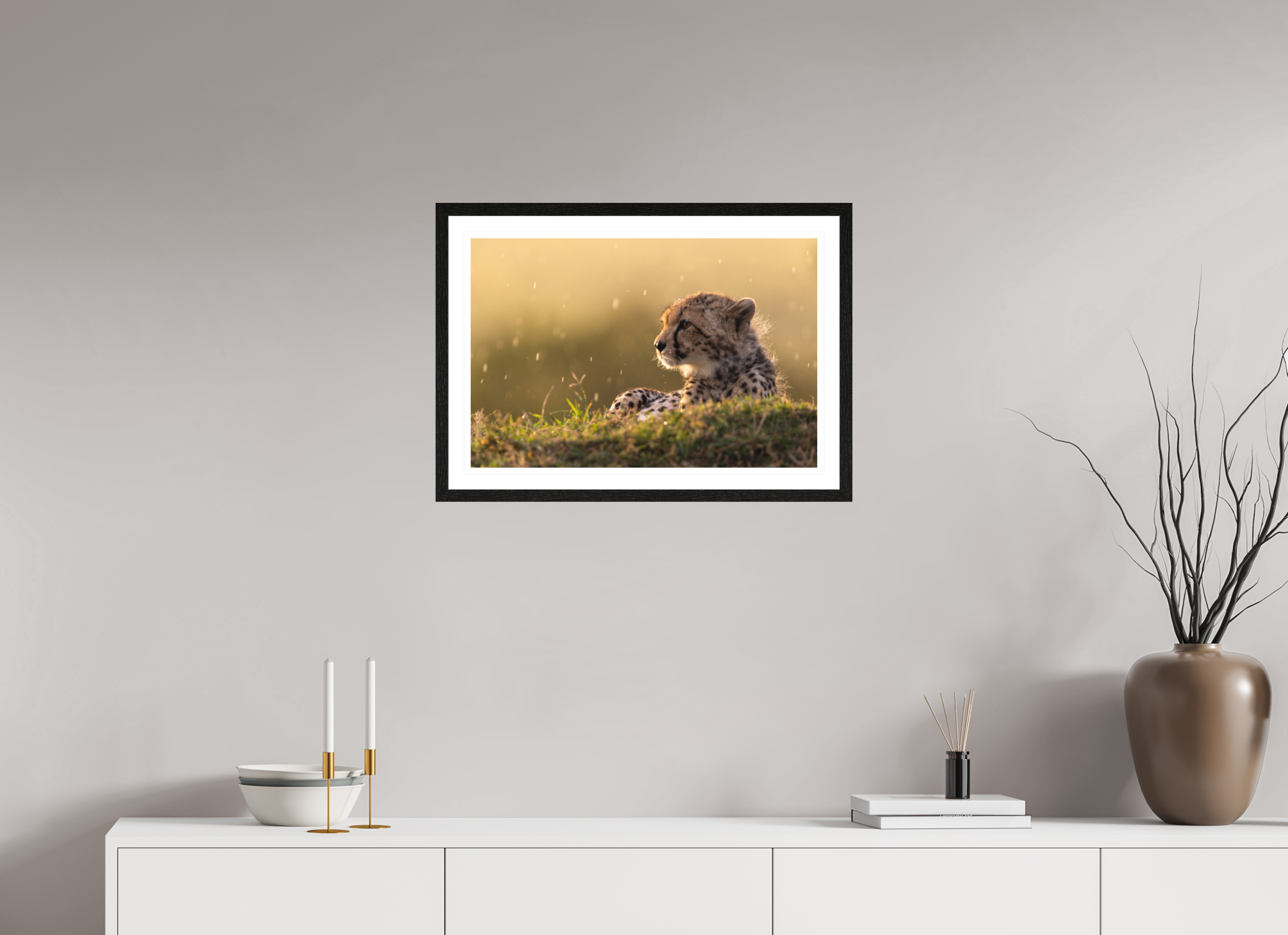 60 x 40 cm, Black oak colour frame Fine Art on 308g-m2 Hahnemühle rag paper - 3cm Passe-partout - Matte glass A little damp