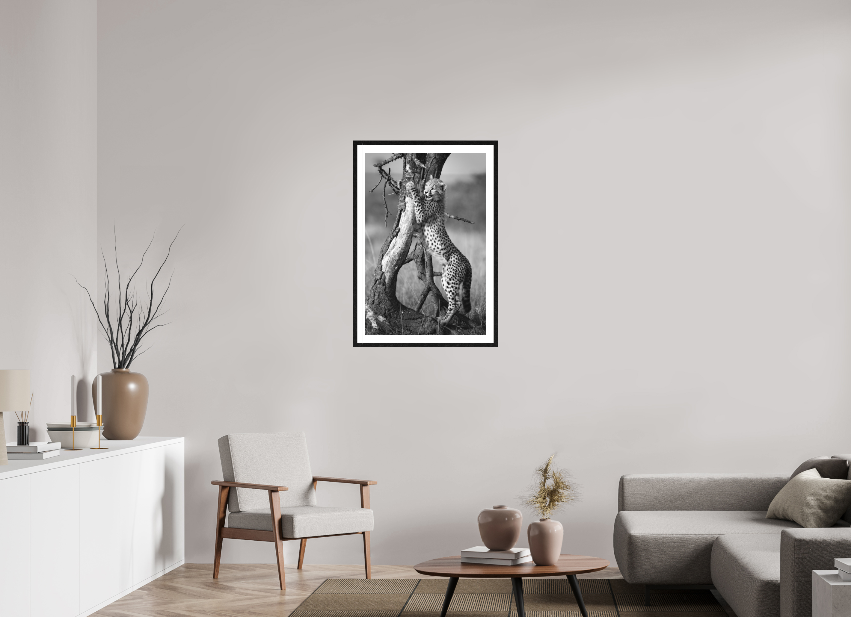 60 x 90 cm, Black oak colour frame Fine Art on 308g-m2 Hahnemühle rag paper - 3cm Passe-partout - Museum glass The Cub I