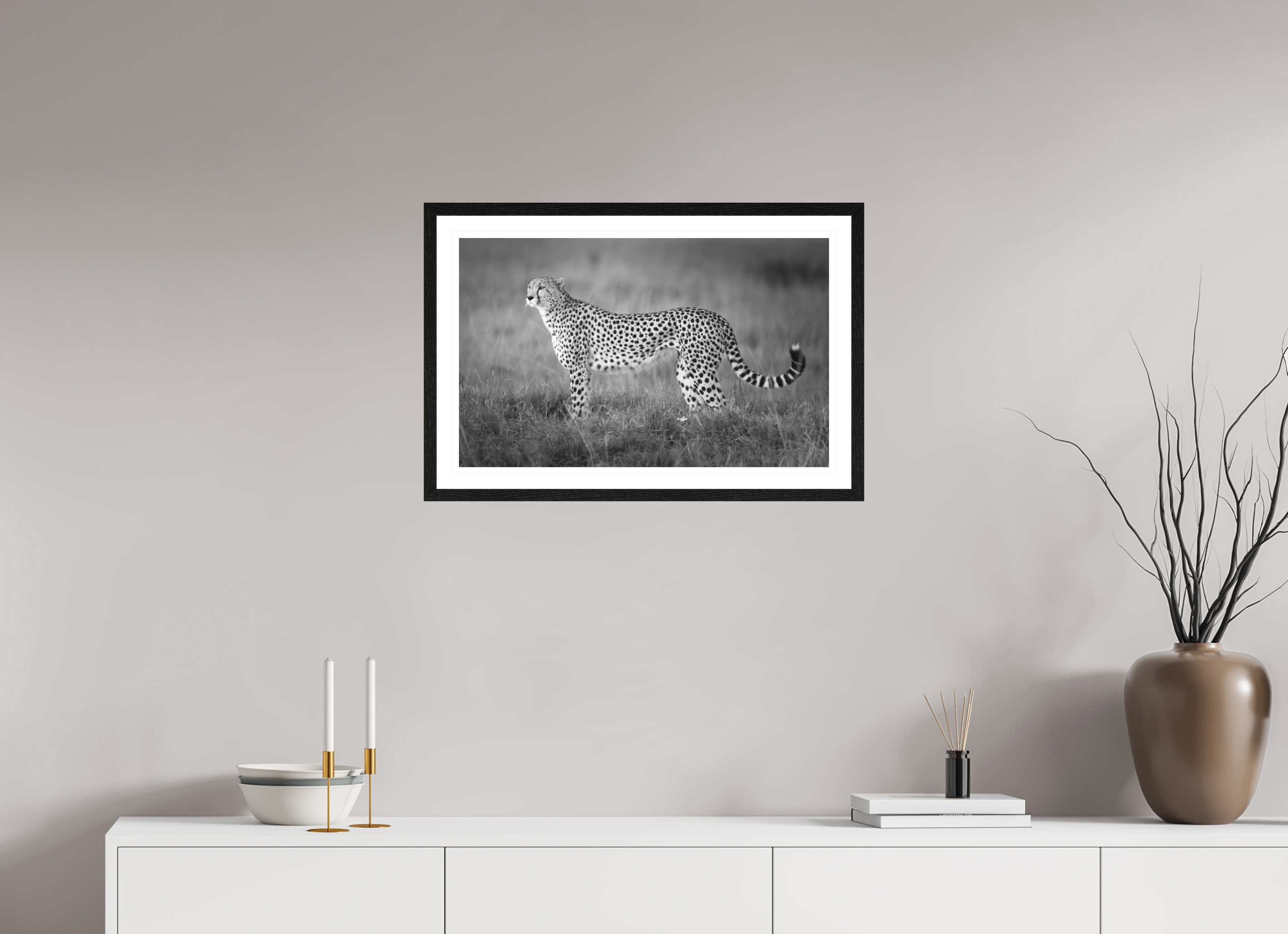 64 x 40 cm, Black oak colour frame Fine Art on 308g-m2 Hahnemühle rag paper - 3cm Passe-partout - Matte glass Kulete I
