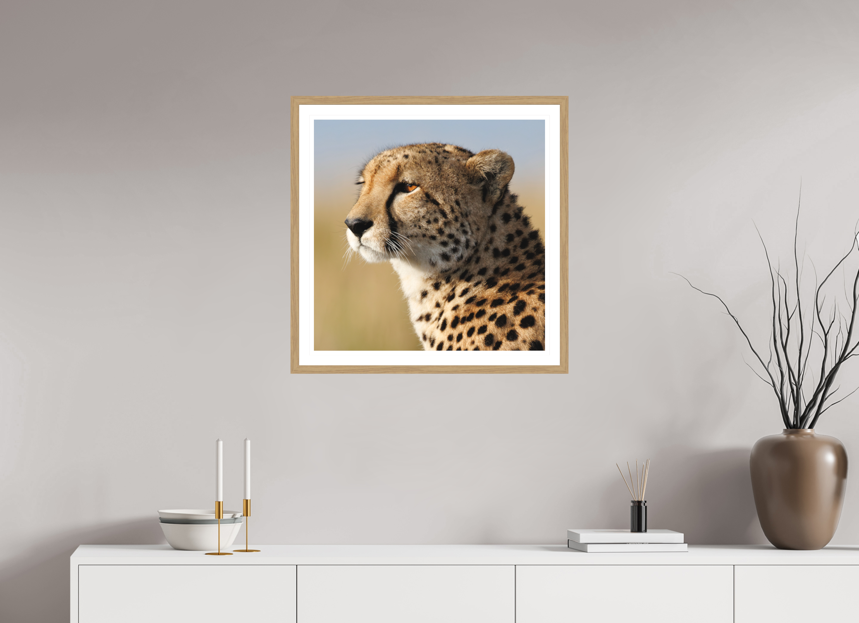 60 x 60 cm, Natural oak colour frame Fine Art on 308g-m2 Hahnemühle rag paper - 3cm Passe-partout - Matte glass Kulete IV
