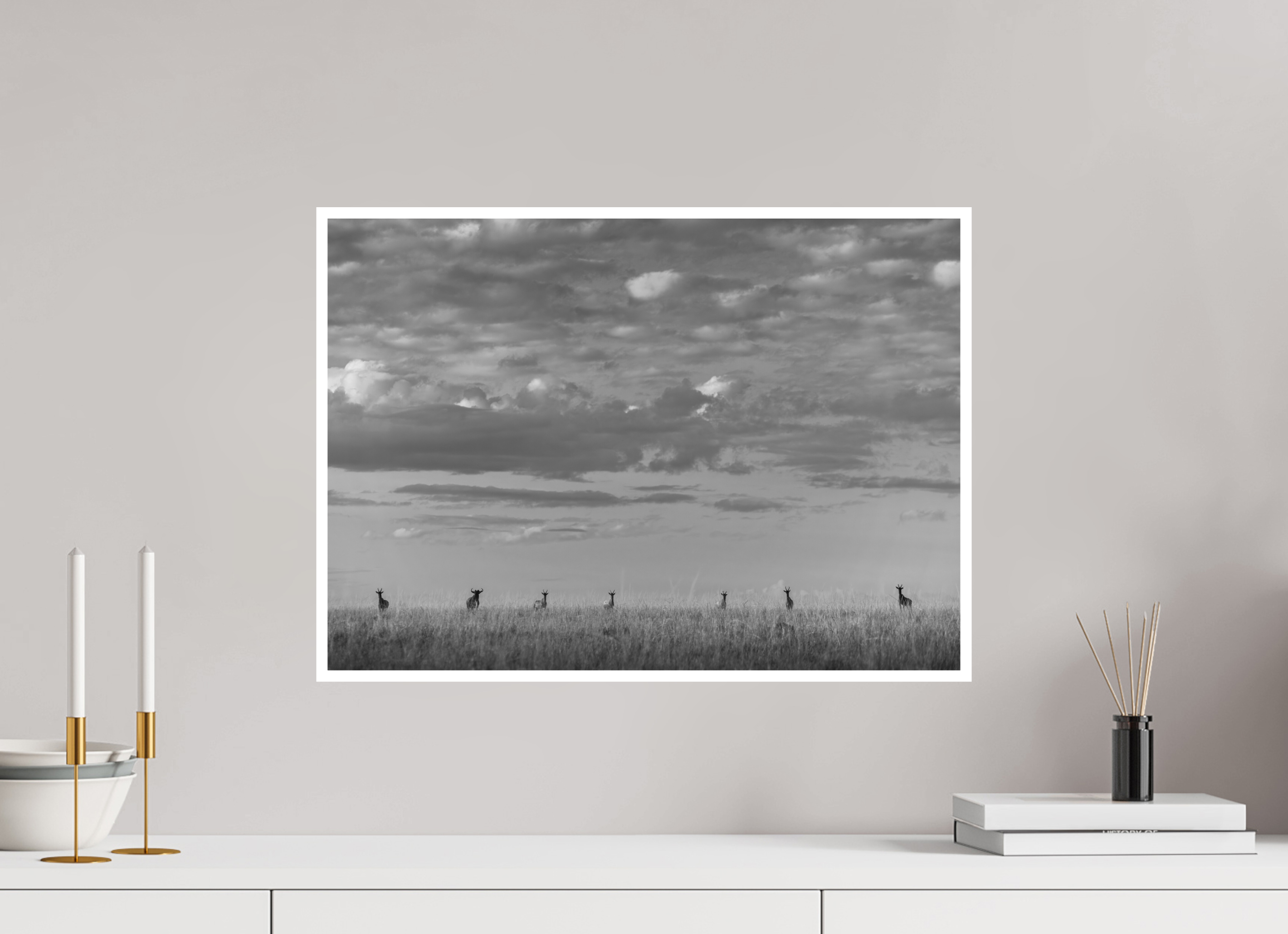 56 x 40 cm, Unframed Fine Art Giclée print on Hahnemühle Photo Rag paper with 1cm border 6 Topi and the Wildebeest II