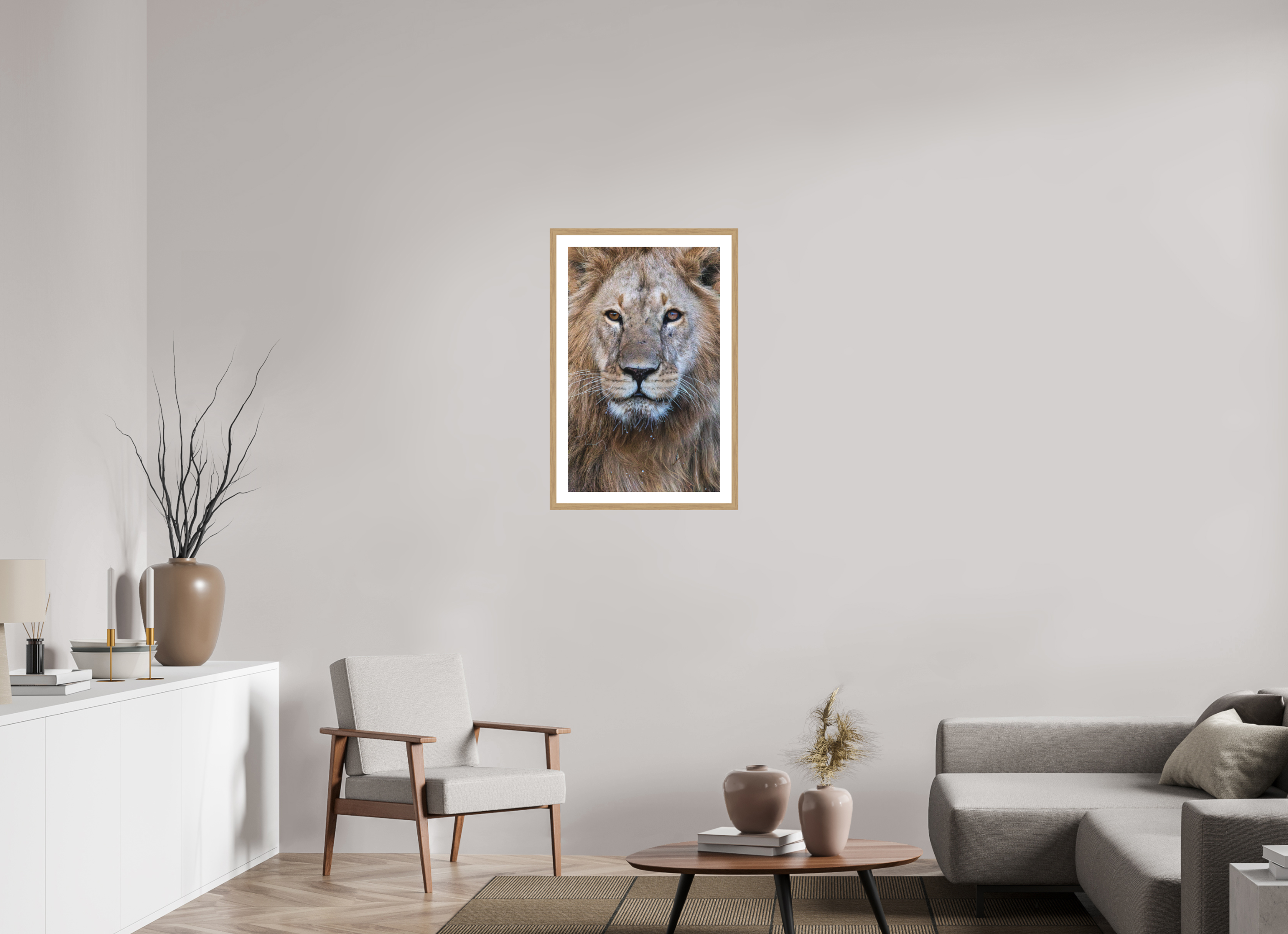 50 x 80 cm, Natural Oak colour frame Fine Art print on Hahnemühle paper with 3cm Passe-Partout w Museum glass Rudi II