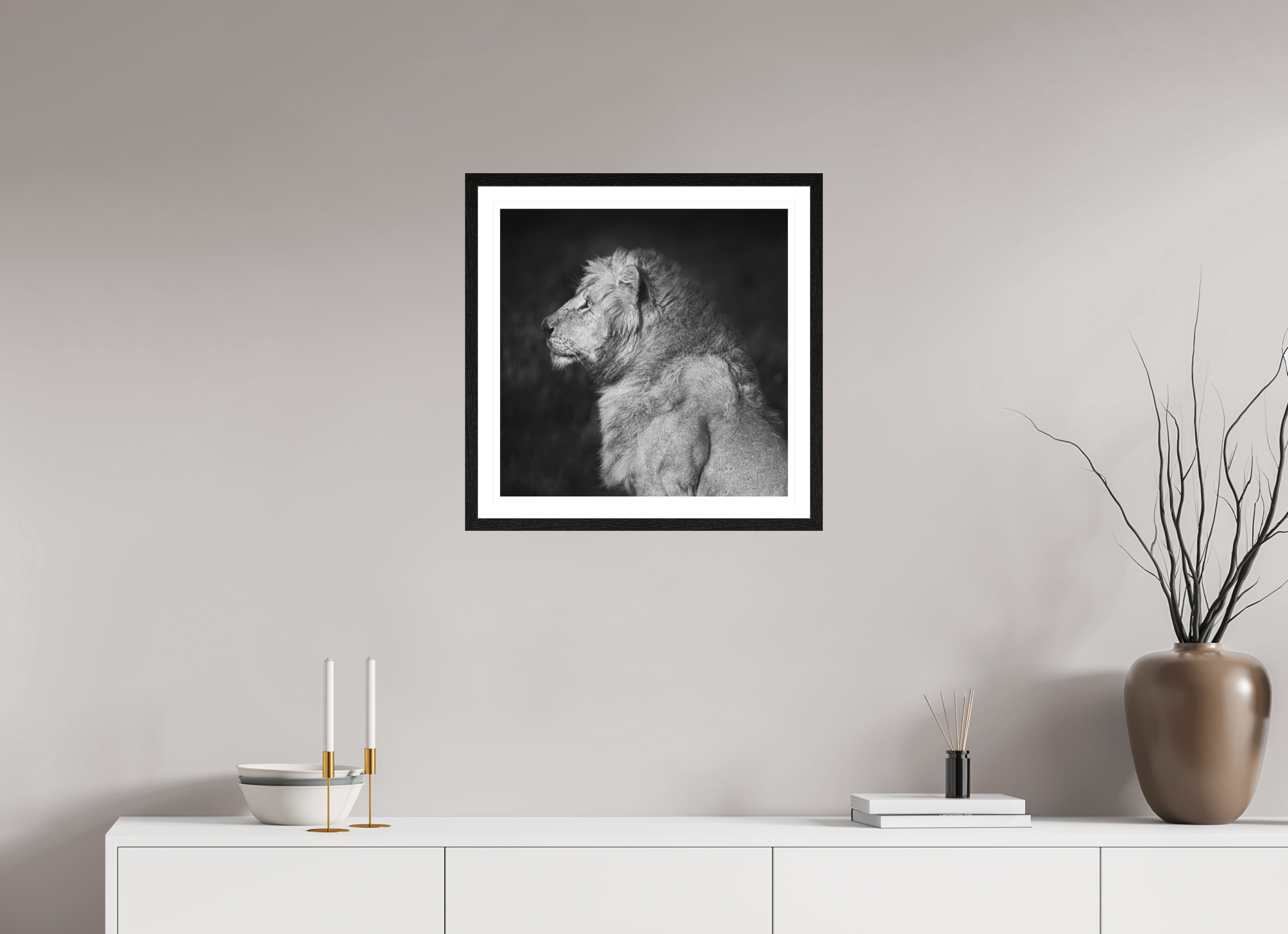 50 x 50 cm, Black oak colour frame Fine Art on 308g-m2 Hahnemühle rag paper - 3cm Passe-partout - Museum glass King