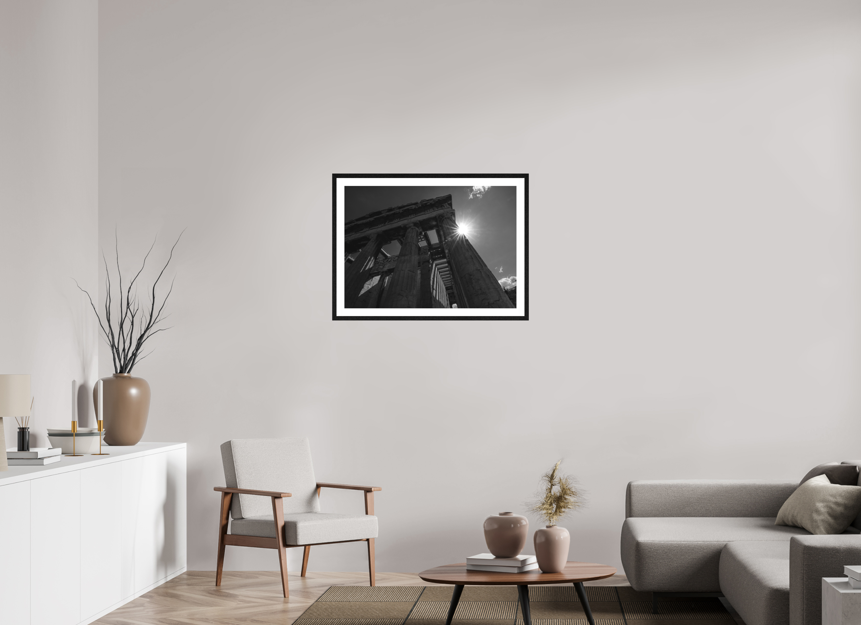 84 x 60 cm, Black oak colour frame Fine Art on 308g-m2 Hahnemühle rag paper - 3cm Passe-partout - Museum glass Temple of Hephaestus II