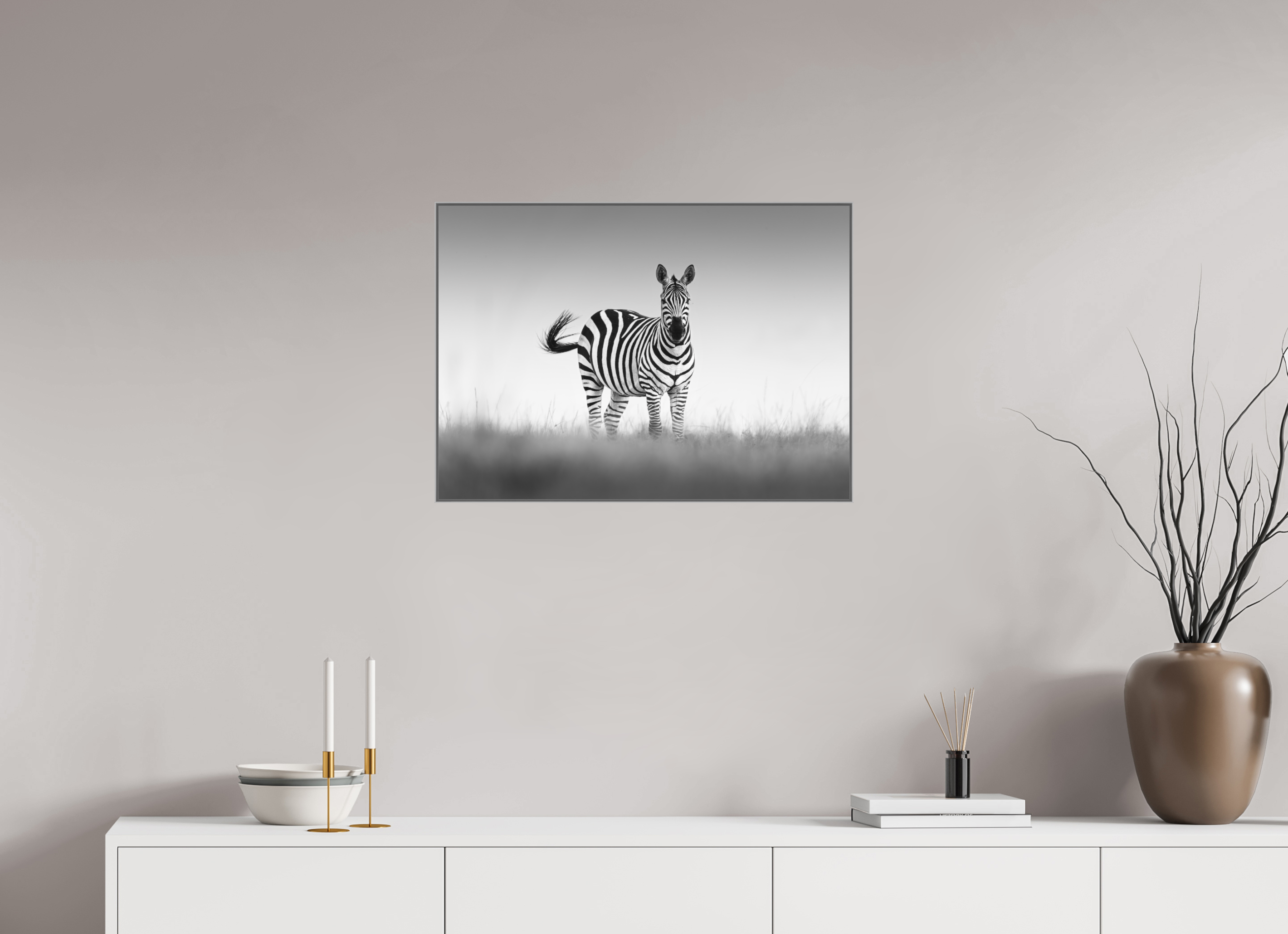 70 x 50 cm, Framed in Aluminium Art Box Printed on Ilford BW Photo Print under Acrylic Glass - w-out border Striped and Proud