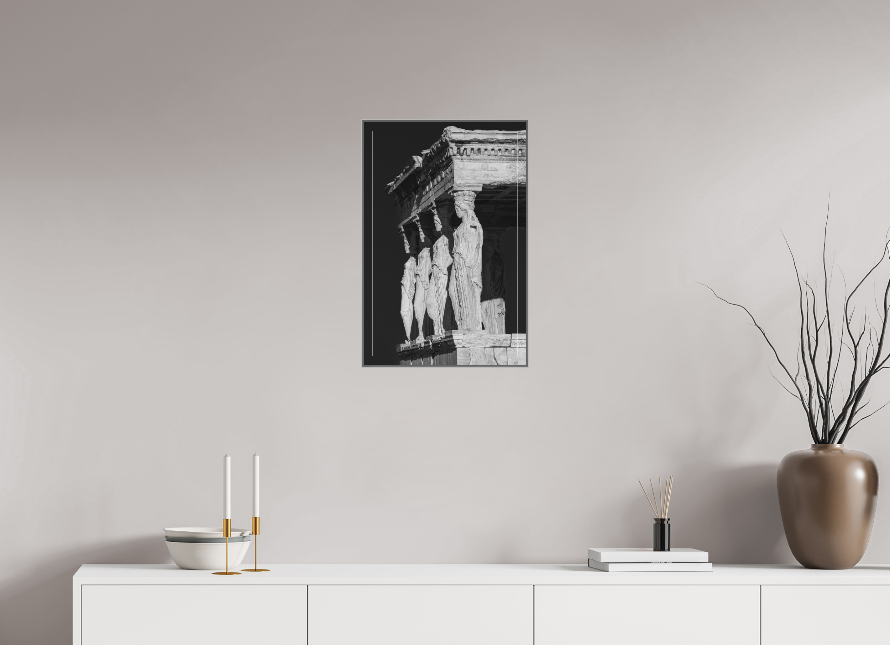 40 x 60 cm, Framed in Aluminium Art Box Printed on Ilford BW Photo Print under Acrylic Glass - w-out border The Erechtheion II